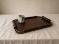 Vintage Wooden Serving Tray with Turned Wood Handles