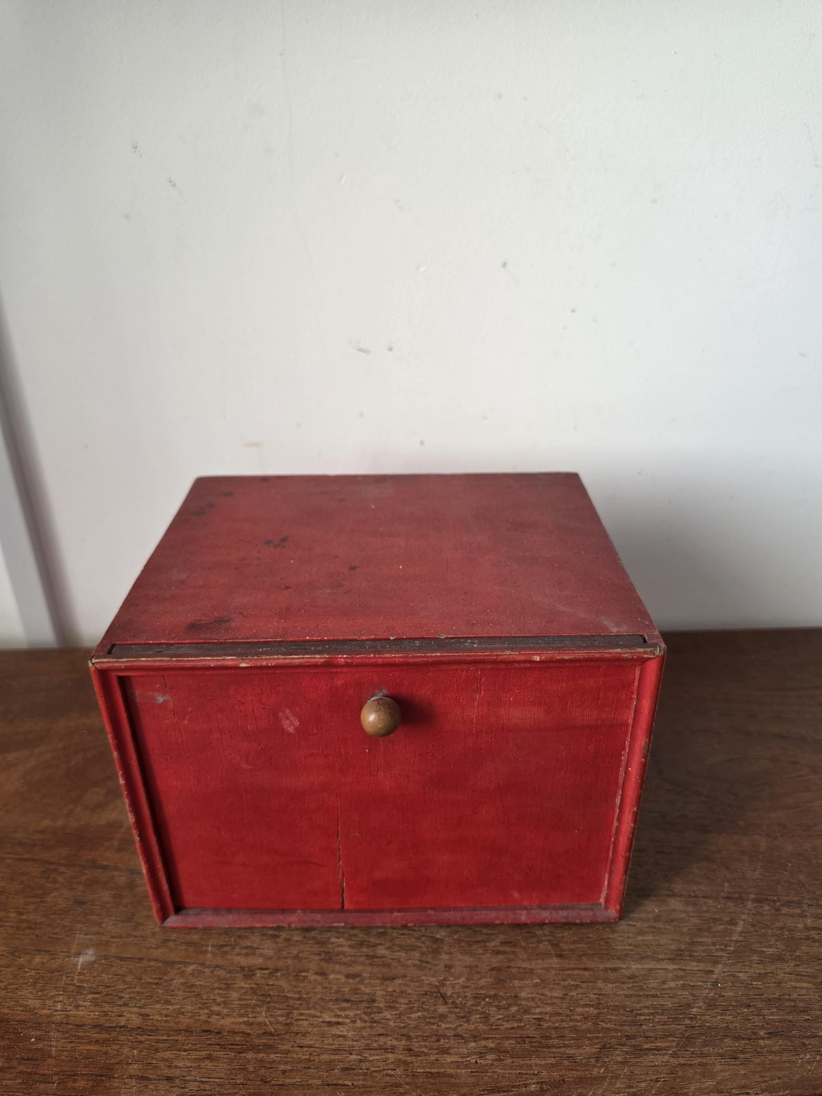 Vintage Japanese Mahjong Set in Red Wooden Cabinet, Complete Mah Jong Game, Hand Painted Bamboo Tiles, Mid Century Asian Decor