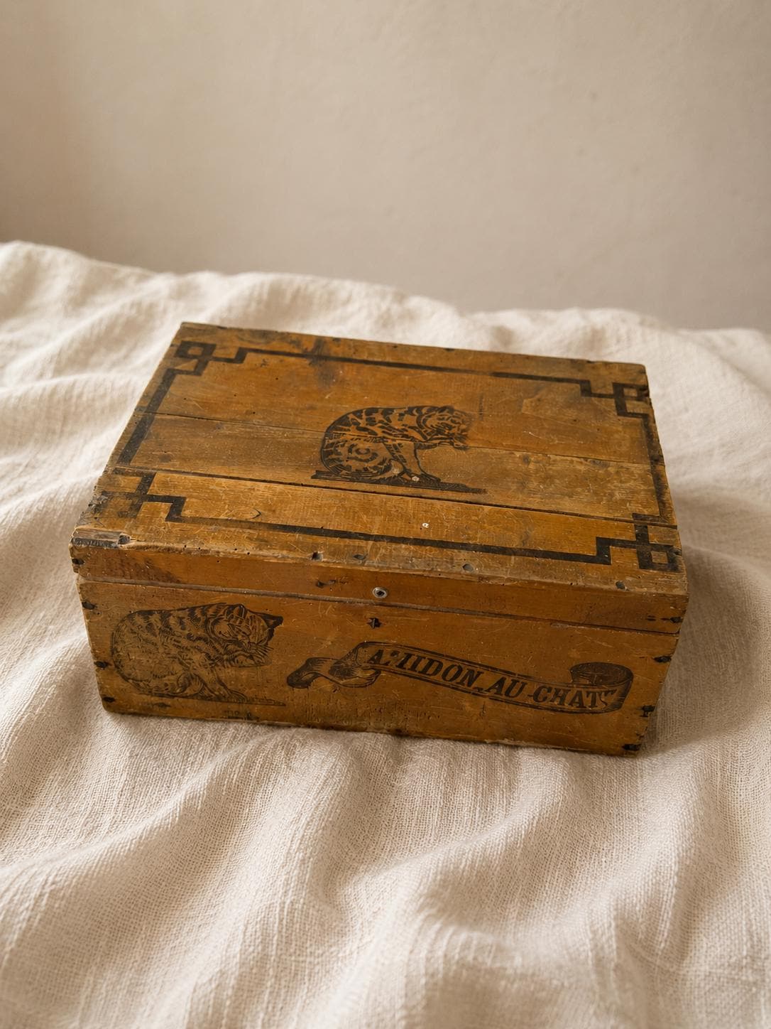 Antique French Wooden Storage Box
