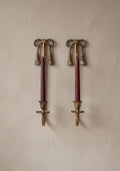 Vintage Pair of French Brass Bow Wall Sconces