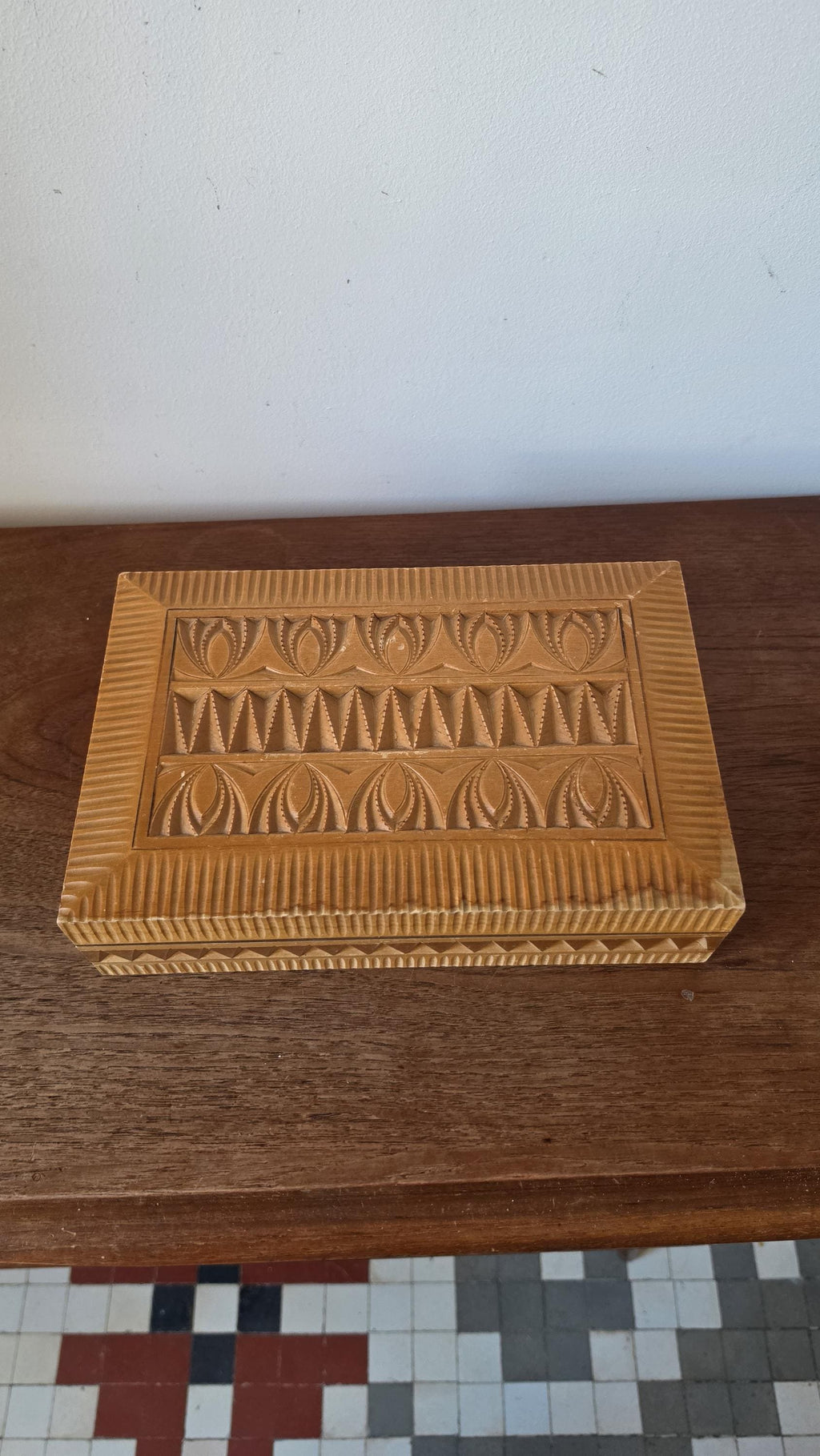 Hand Carved Wooden Keepsake Box, Folk Art Storage Box, Scandinavian Carved Wood Box, Rustic Jewelry Box, Primitive Decorative Box