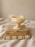 Vintage Alabaster Pedestal Bowl with Bird Handles