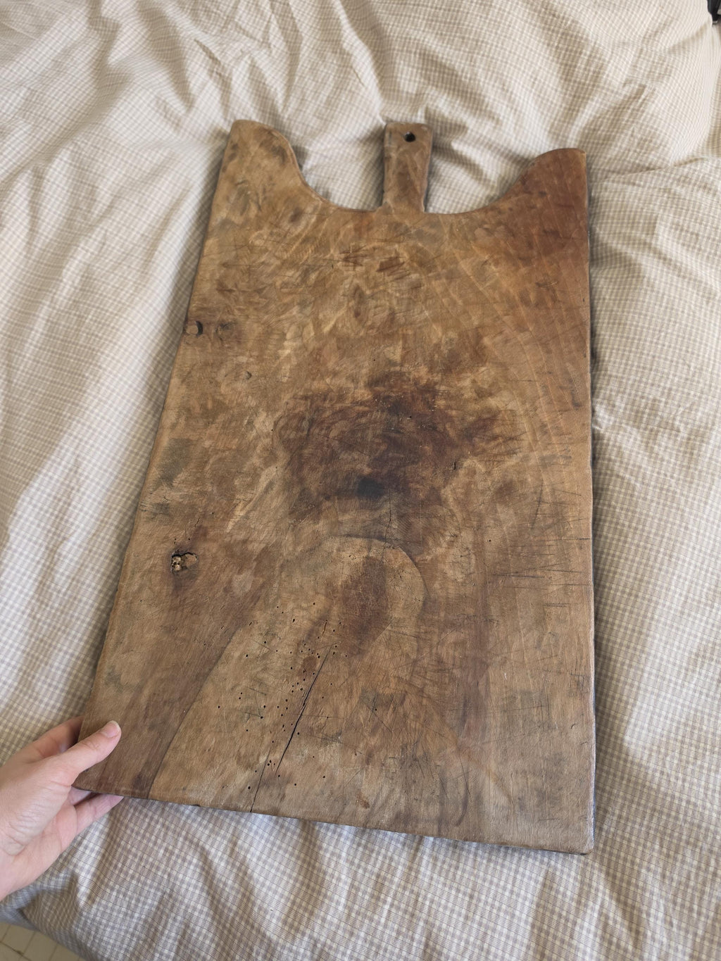 Antique French Bread Board, Primitive Wooden Cutting Board, Rustic Farmhouse Kitchen Decor, European Charcuterie Board, Wall Hanging Board