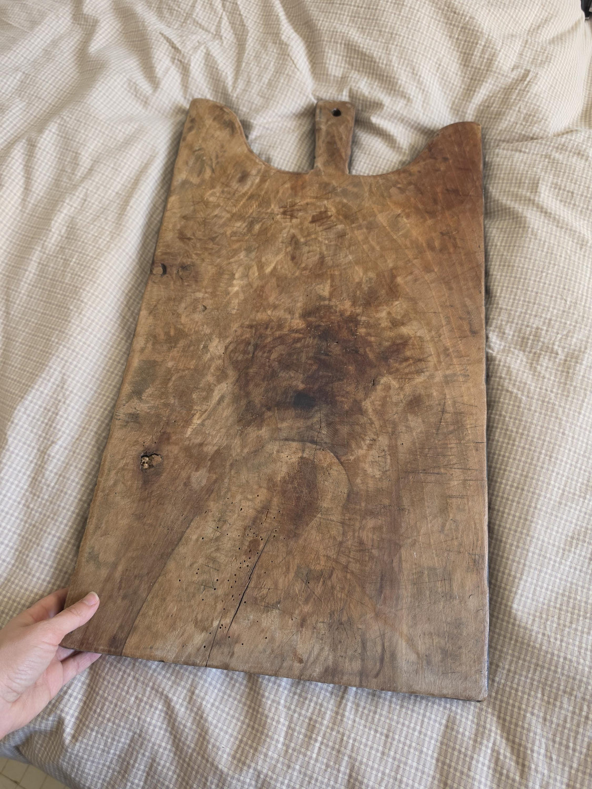 Antique French Bread Board, Primitive Wooden Cutting Board, Rustic Farmhouse Kitchen Decor, European Charcuterie Board, Wall Hanging Board