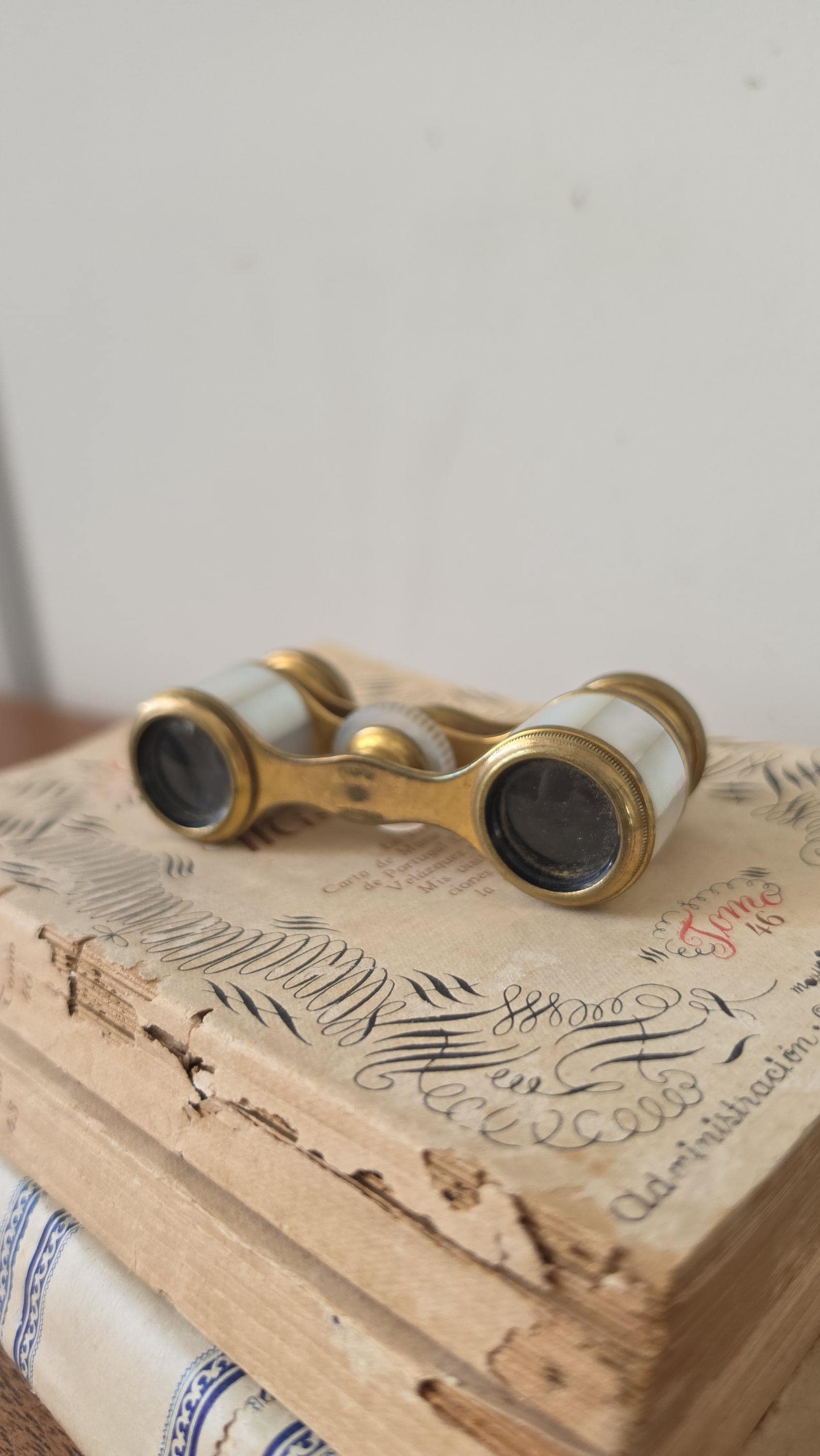 Antique Colmont Paris Mother of Pearl Opera Glasses, French Brass Binoculars, Theater Binoculars, Grand Tour Decor, Collectible Optics