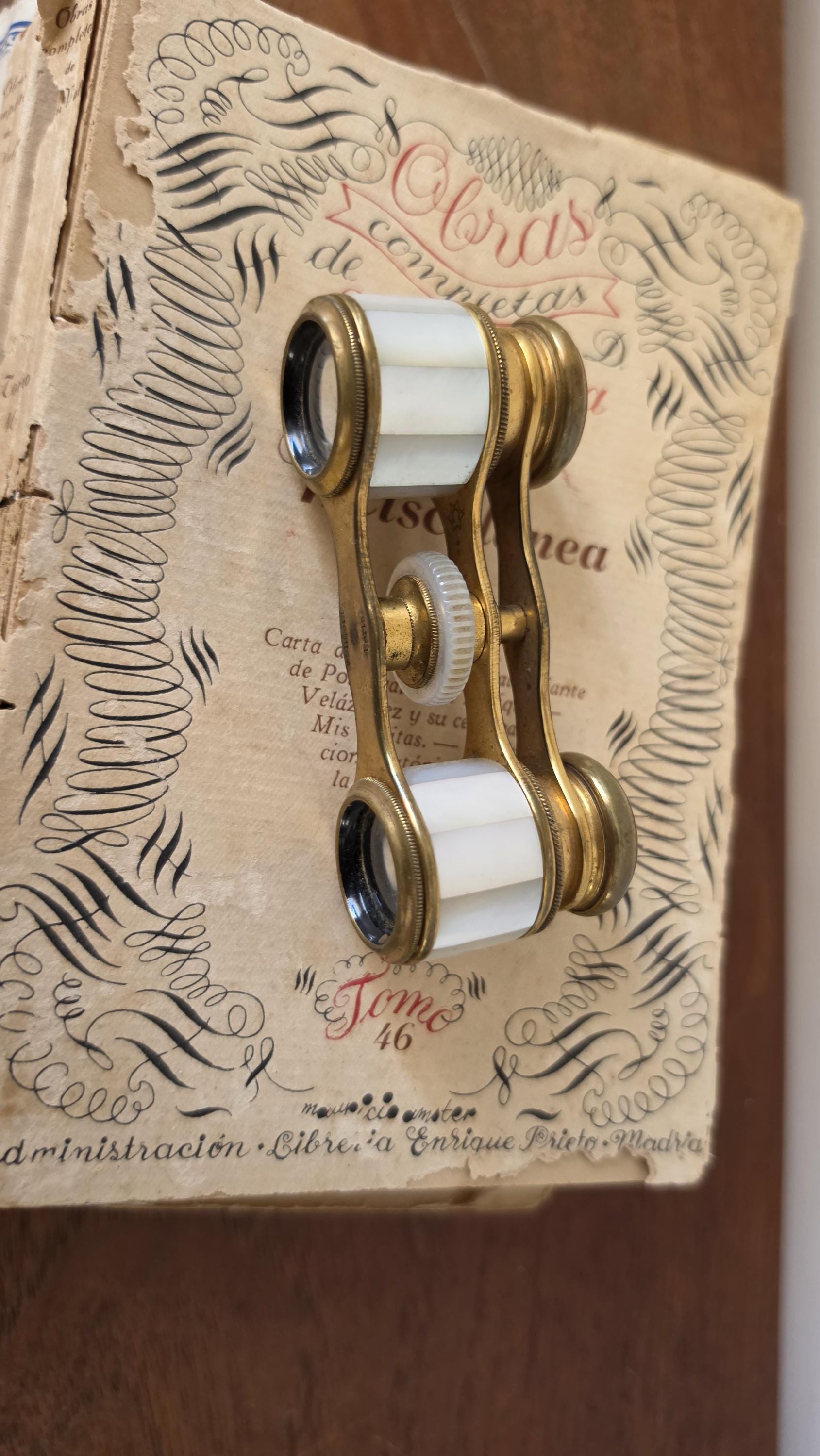 Antique Colmont Paris Mother of Pearl Opera Glasses, French Brass Binoculars, Theater Binoculars, Grand Tour Decor, Collectible Optics