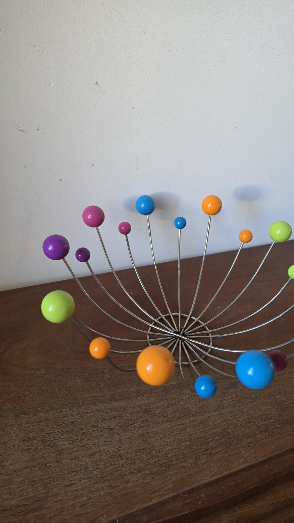 Vintage Sputnik Fruit Bowl, Mid Century Modern Atomic Wire Fruit Basket, Colorful Ball Centerpiece, Space Age Chrome Bowl, Eames Era Decor