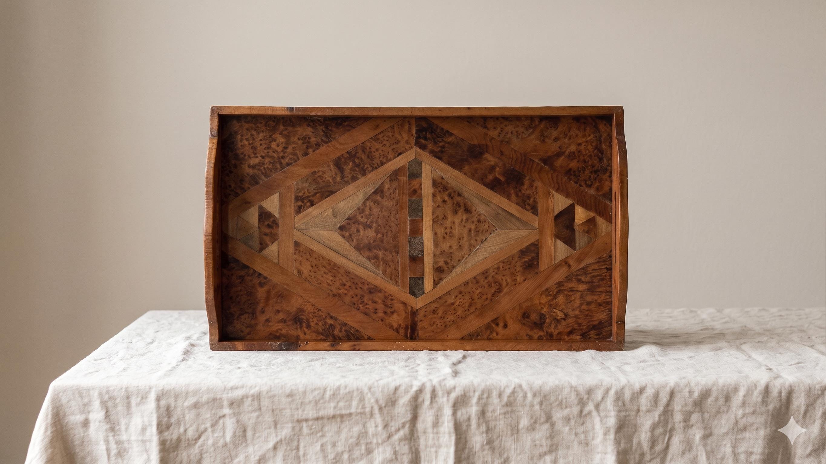 Antique Burl Wood Serving Tray