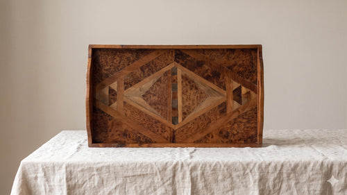 Antique Burl Wood Serving Tray