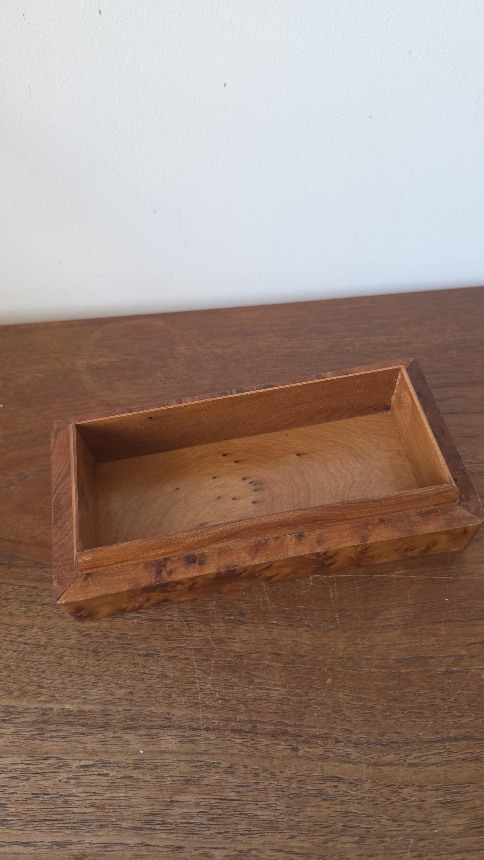 Vintage Burl Wood Box | Mid Century Jewelry or Trinket Box | Swirled Grain Pattern | Minimalist Natural Decor