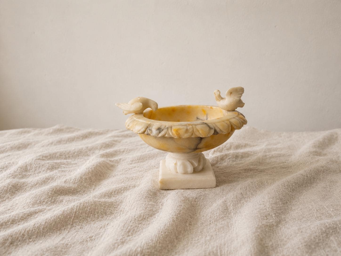 Vintage Italian Alabaster Bird Bath