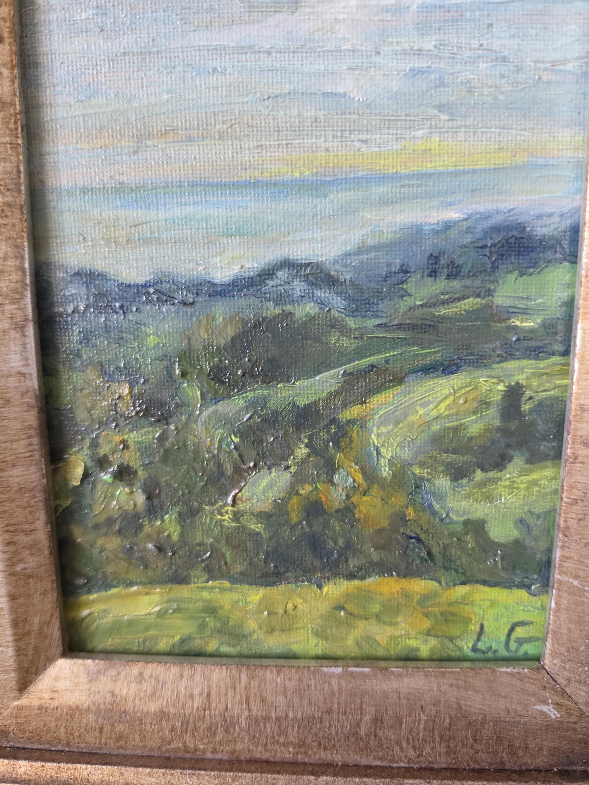 Original Landscape Oil Painting in Ornate Carved Wood Frame, Impressionist Countryside Artwork, Cottage Wall Decor, Nature Art