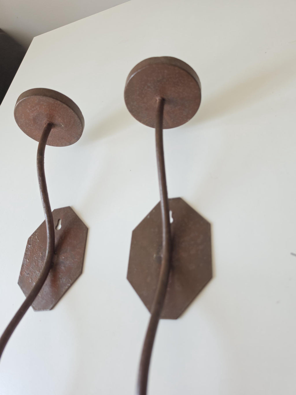 Pair of Hand Forged Iron Candle Sconces, Rustic Wall Candle Holders, Primitive Wrought Iron Tea Light Holders, Farmhouse Gothic Decor
