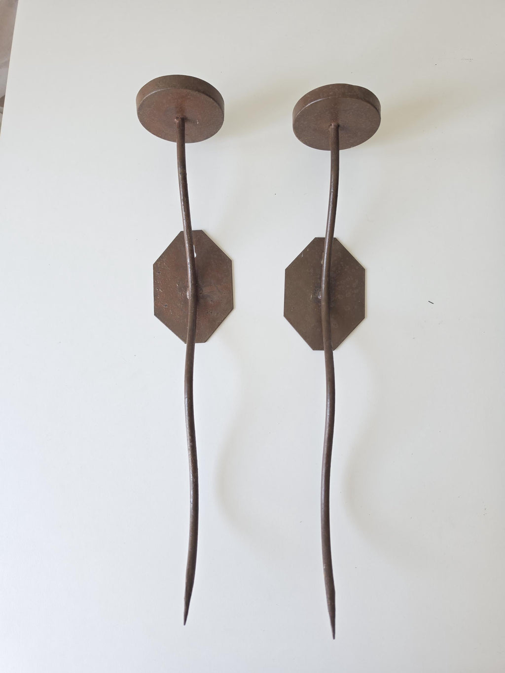 Pair of Hand Forged Iron Candle Sconces, Rustic Wall Candle Holders, Primitive Wrought Iron Tea Light Holders, Farmhouse Gothic Decor