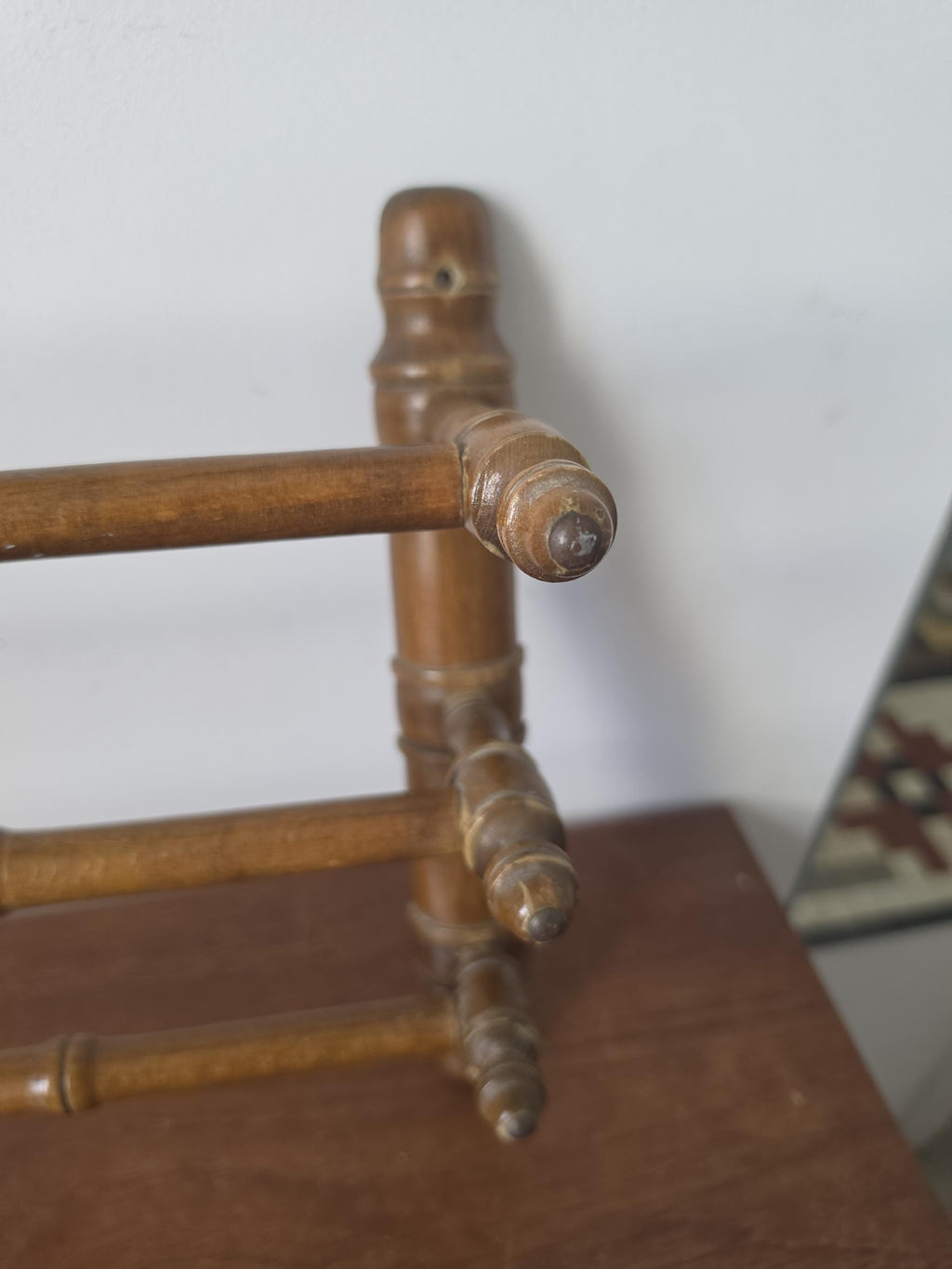 Vintage Bamboo Wall Towel Rack, French Faux Bamboo Coat Rack, Mid Century Wooden Wall Shelf, Cottage Entryway Organizer