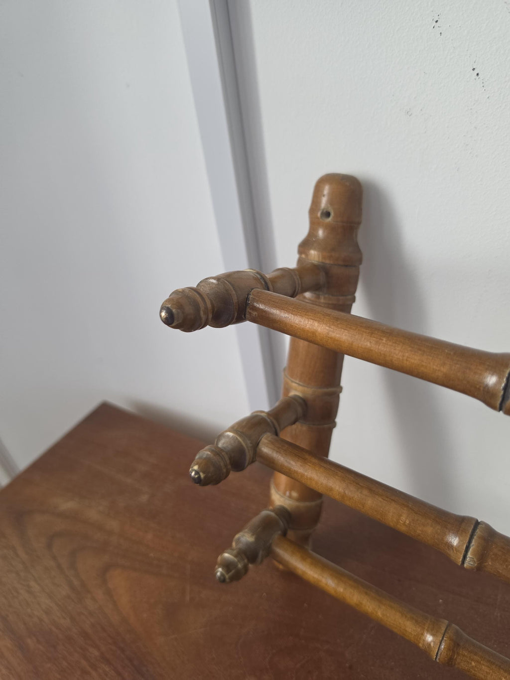 Vintage Bamboo Wall Towel Rack, French Faux Bamboo Coat Rack, Mid Century Wooden Wall Shelf, Cottage Entryway Organizer