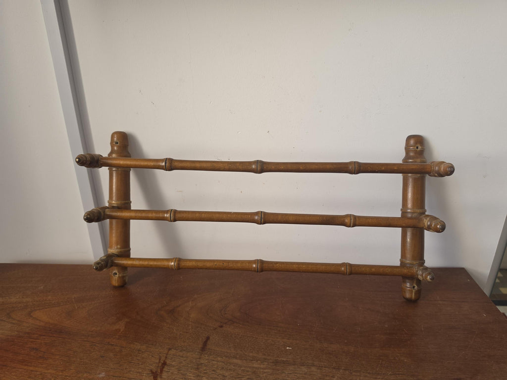 Vintage Bamboo Wall Towel Rack, French Faux Bamboo Coat Rack, Mid Century Wooden Wall Shelf, Cottage Entryway Organizer