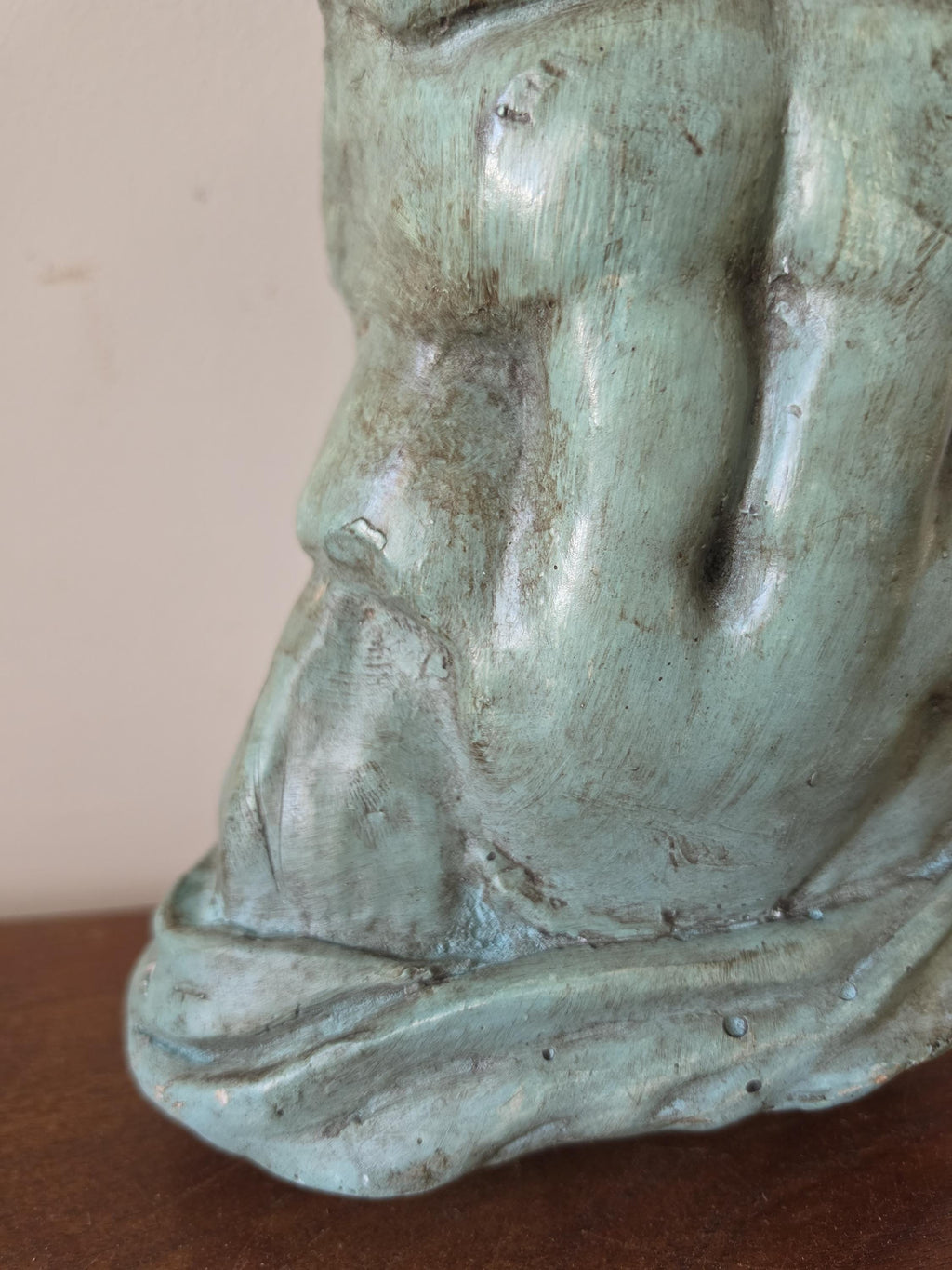 Vintage Male Torso Sculpture, Verdigris Plaster Bust, Classical Greek Roman Nude Statue, Grand Tour Decor, Wabi Sabi Art Object