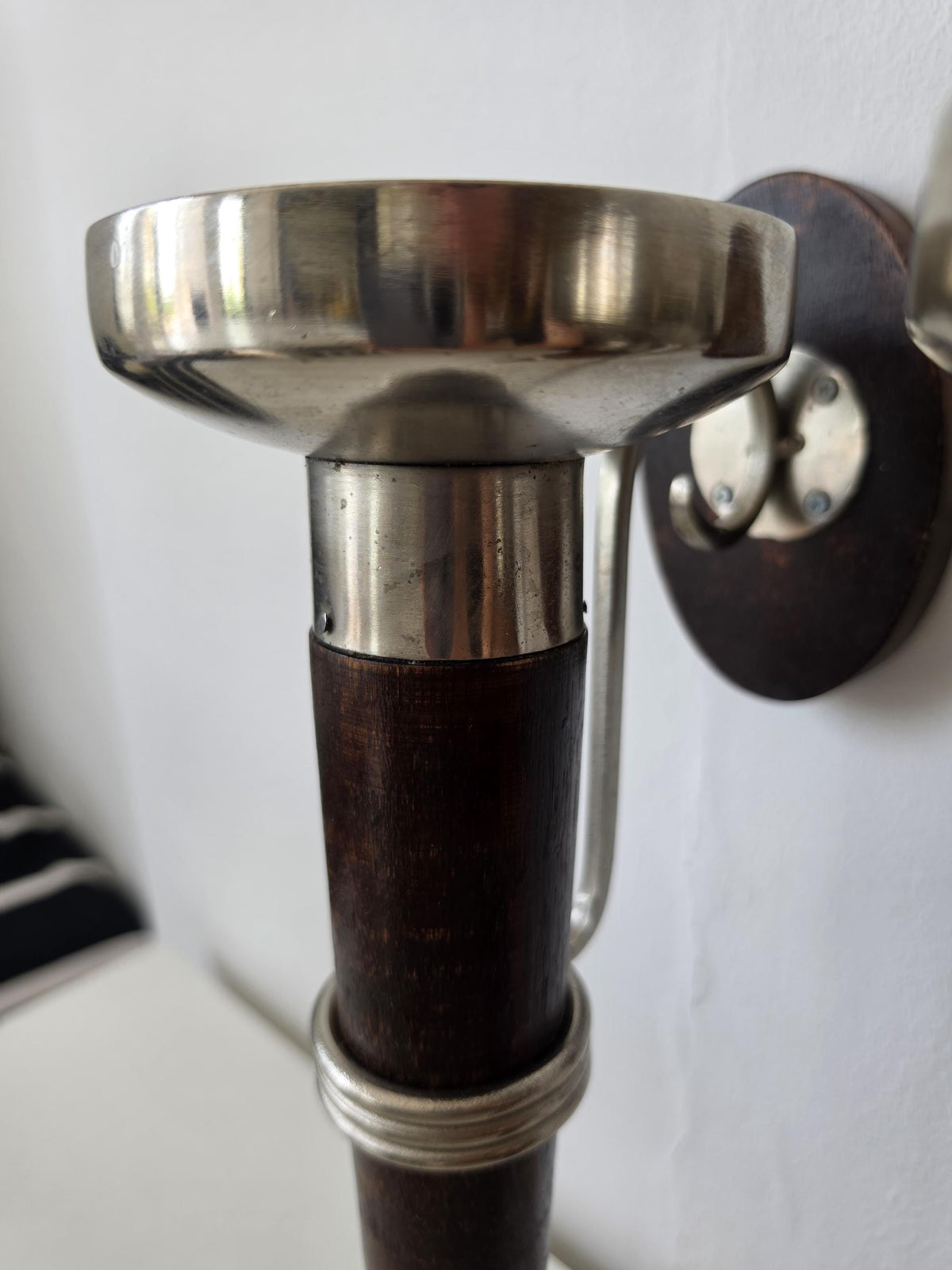 Pair of Vintage Wall Candle Sconces Wood & Metal Candle Holders Mid Century Scandinavian Modern Wall Decor Set of Two