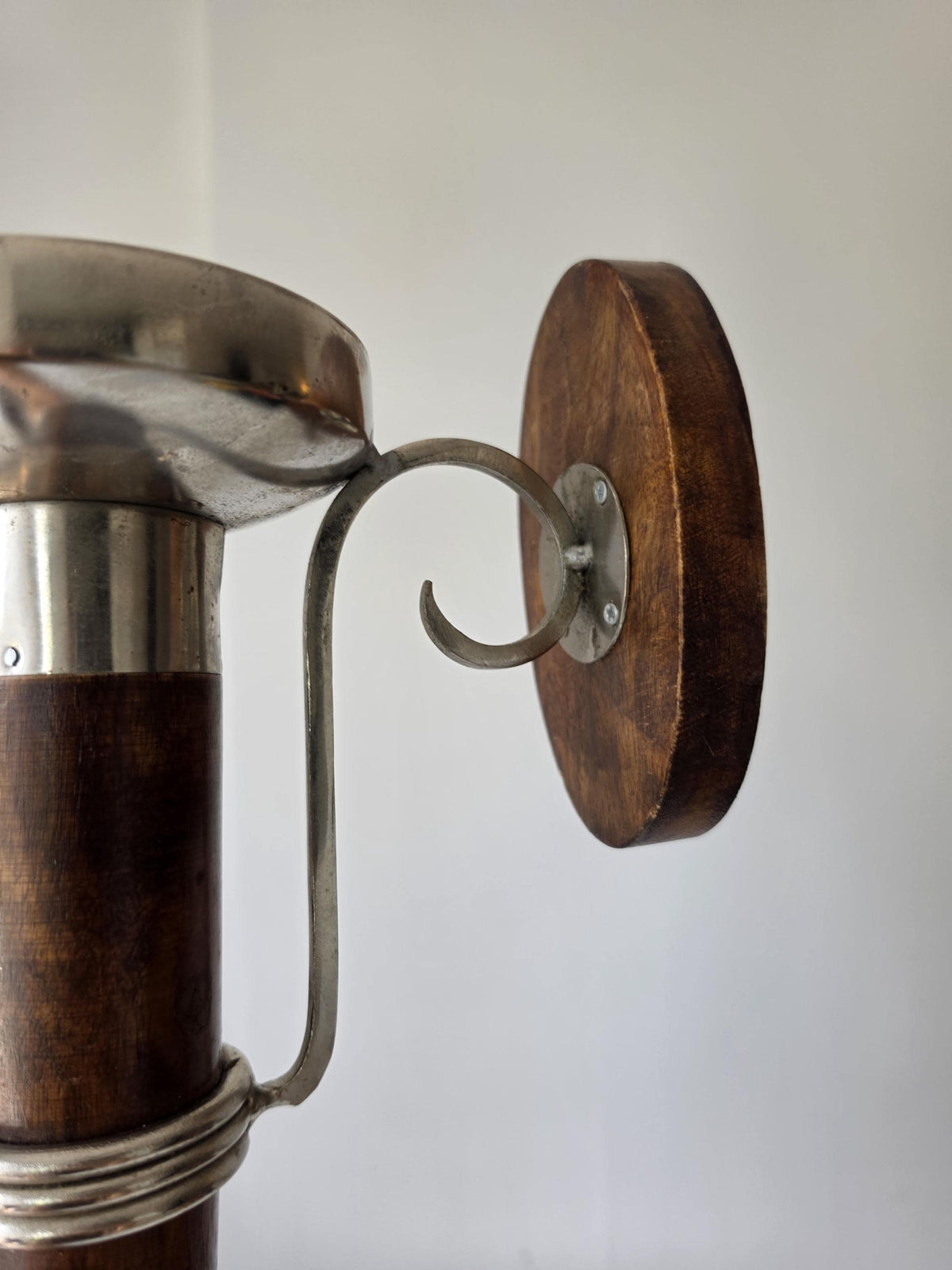 Pair of Vintage Wall Candle Sconces Wood & Metal Candle Holders Mid Century Scandinavian Modern Wall Decor Set of Two