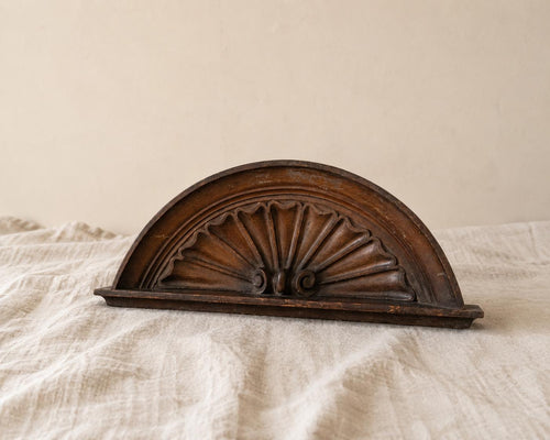 Antique Architectural Pediment Carved Wood Salvage Fan Motif Wall Decor Victorian Classical Pediment Overdoor Ornament