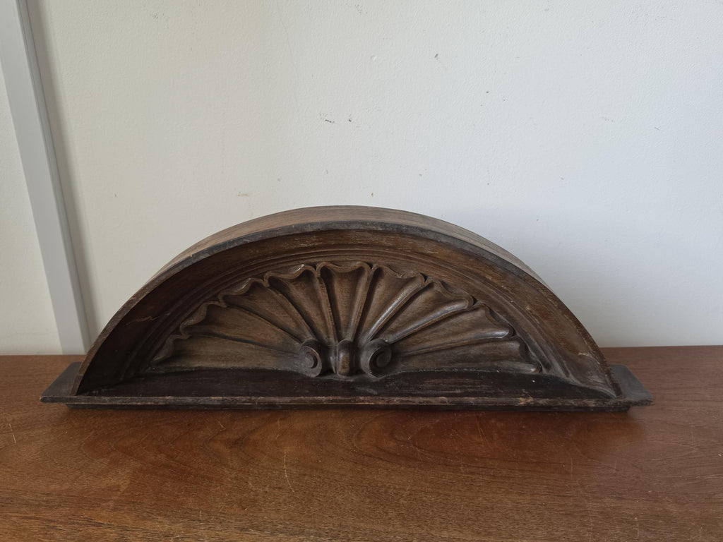 Antique Architectural Pediment Carved Wood Salvage Fan Motif Wall Decor Victorian Classical Pediment Overdoor Ornament