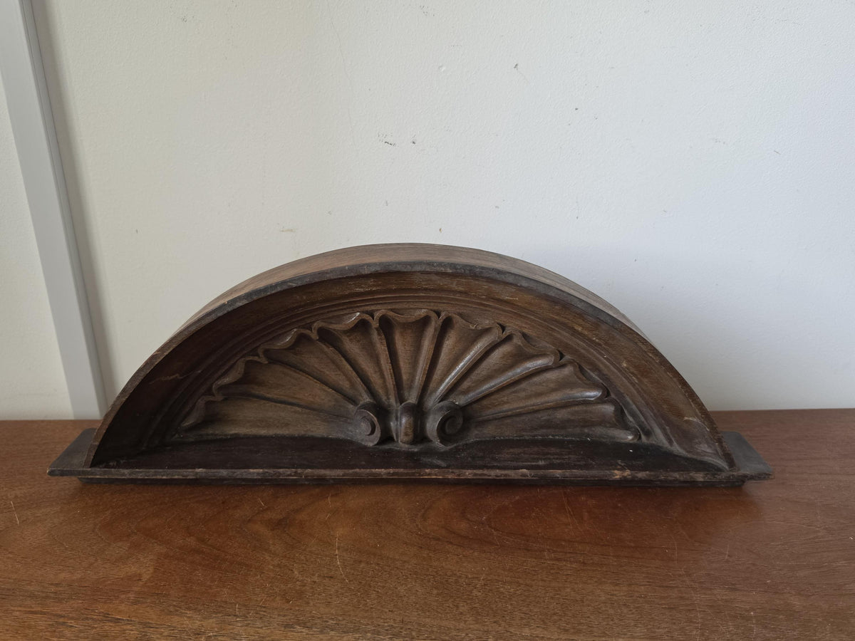 Antique Architectural Pediment Carved Wood Salvage Fan Motif Wall Decor Victorian Classical Pediment Overdoor Ornament