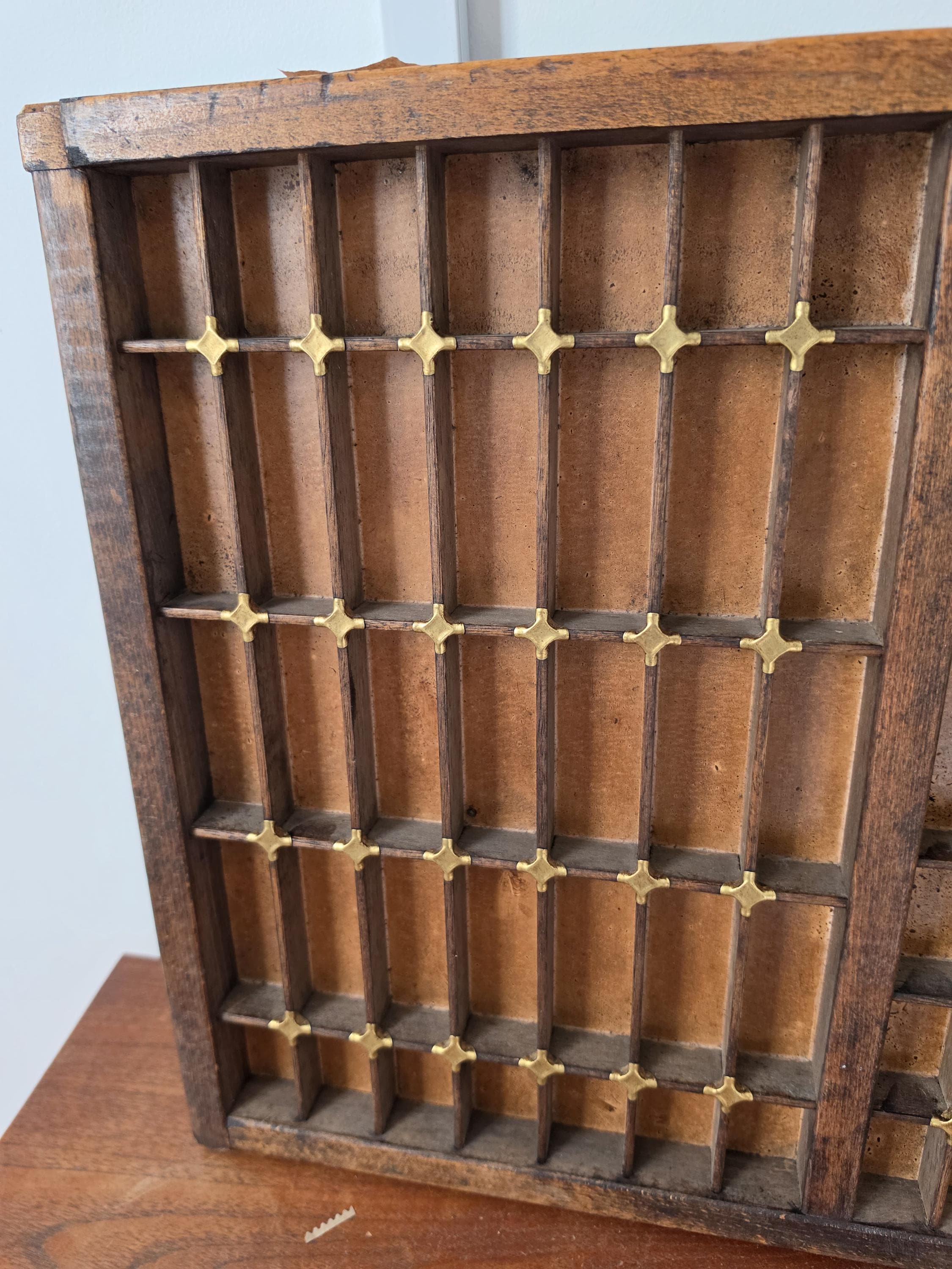 Antique Wooden Printer’s Tray | Vintage Letterpress Drawer | Rustic Wall Display | Curio Shelf |