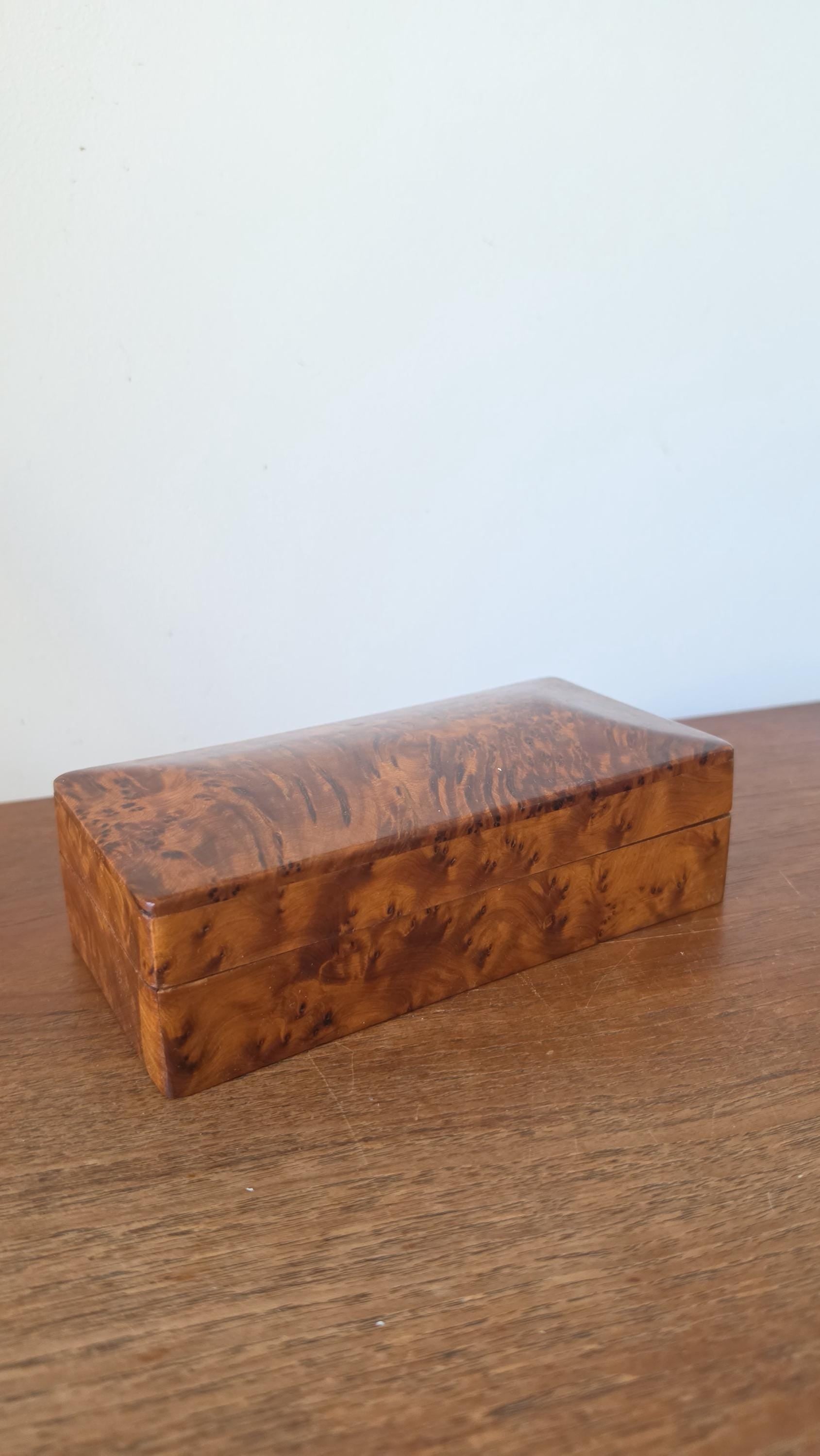Vintage Burl Wood Box | Mid Century Jewelry or Trinket Box | Swirled Grain Pattern | Minimalist Natural Decor