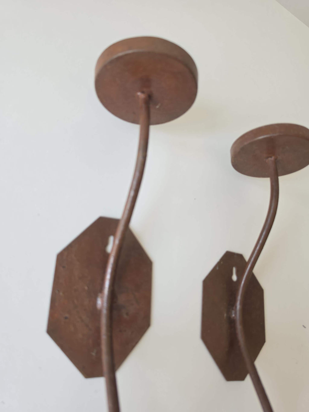 Pair of Hand Forged Iron Candle Sconces, Rustic Wall Candle Holders, Primitive Wrought Iron Tea Light Holders, Farmhouse Gothic Decor