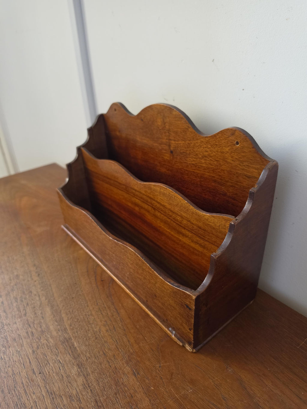 Vintage Wooden Wall Letter Holder Mail Organizer Rustic Magazine Rack Farmhouse Entryway Storage Country Cottage Decor