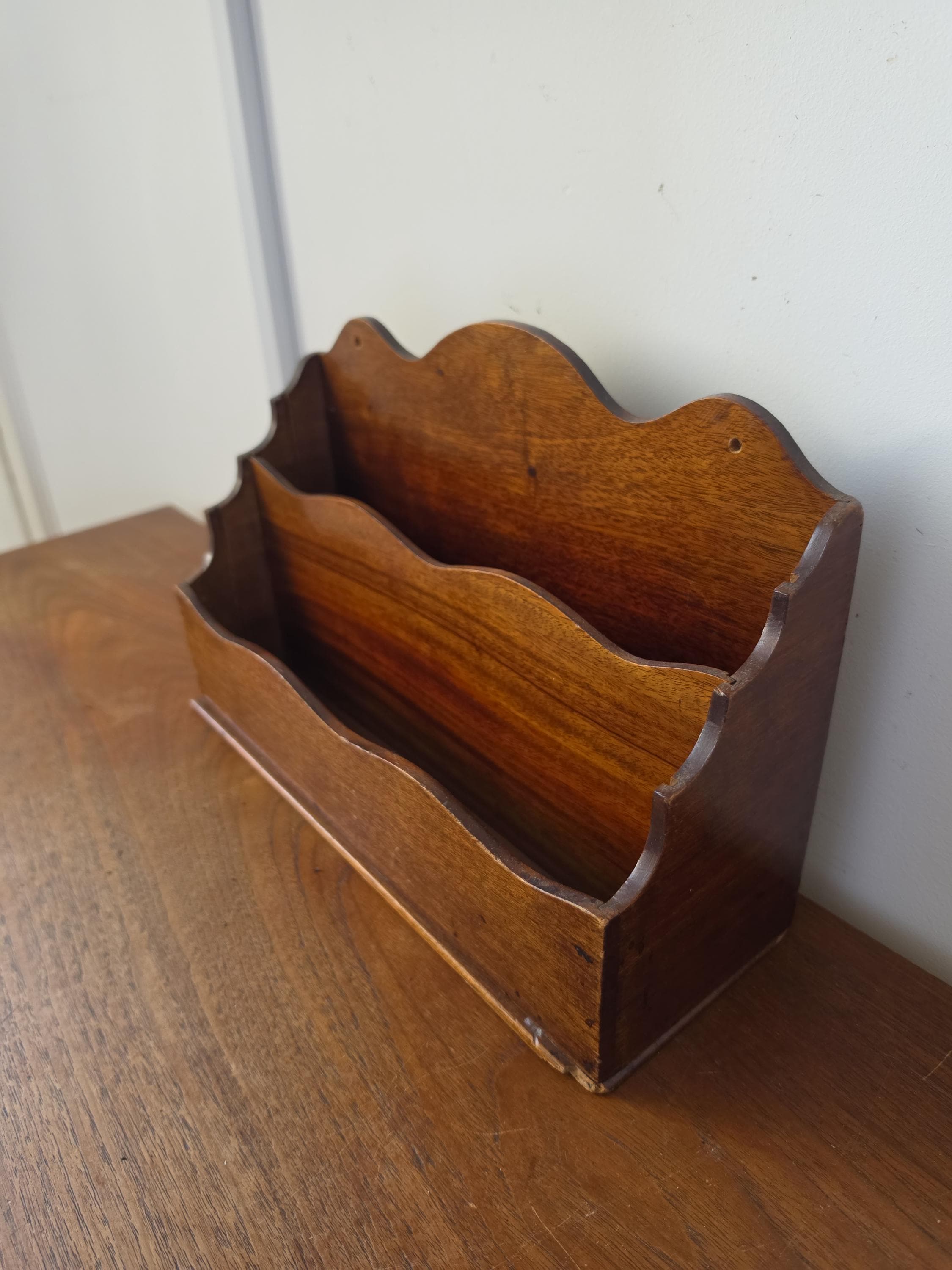 Vintage Wooden Wall Letter Holder Mail Organizer Rustic Magazine Rack Farmhouse Entryway Storage Country Cottage Decor