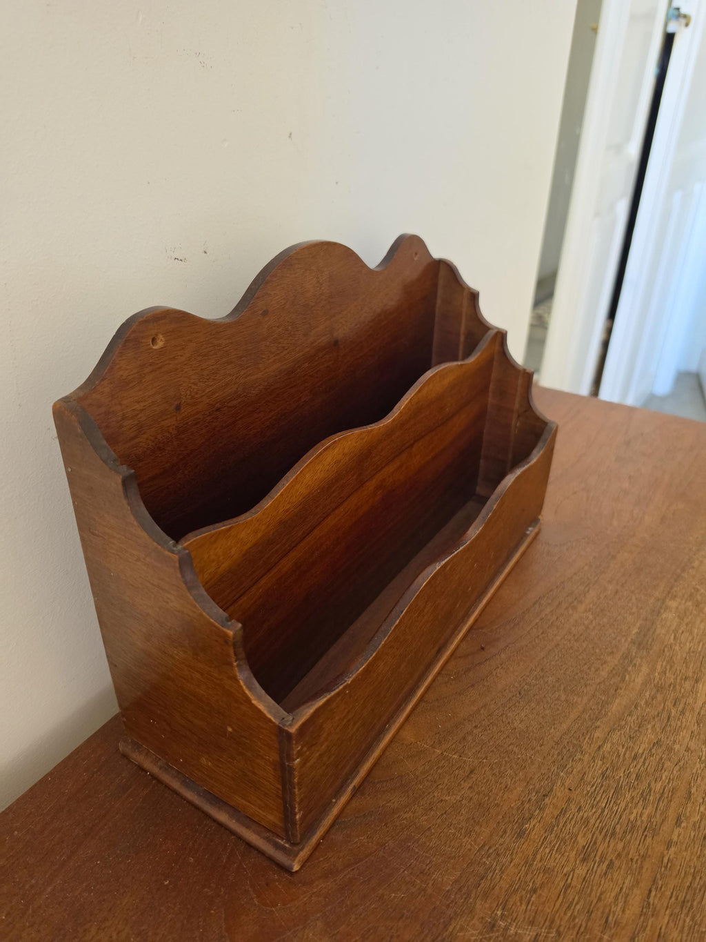 Vintage Wooden Wall Letter Holder Mail Organizer Rustic Magazine Rack Farmhouse Entryway Storage Country Cottage Decor