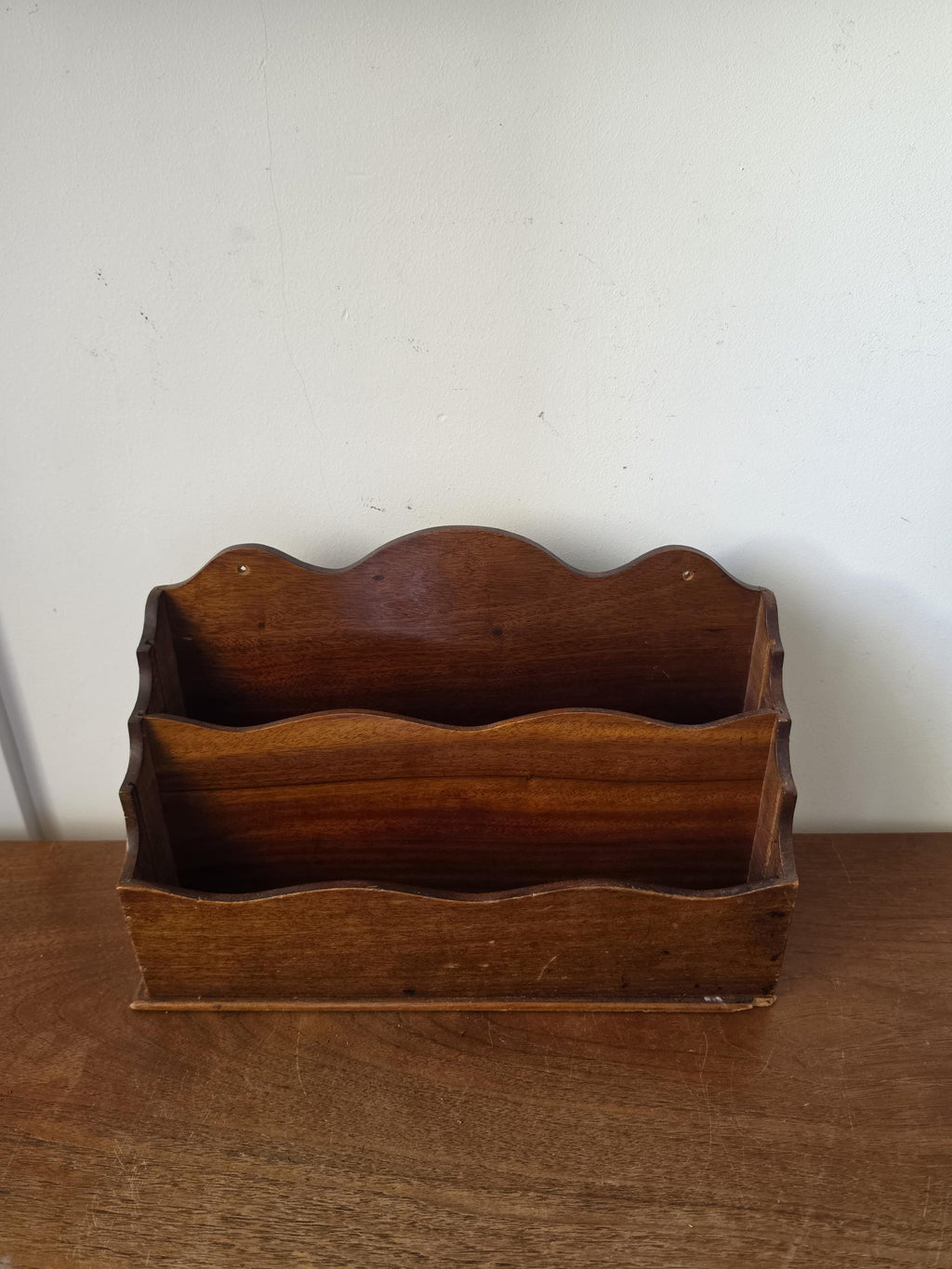 Vintage Wooden Wall Letter Holder Mail Organizer Rustic Magazine Rack Farmhouse Entryway Storage Country Cottage Decor