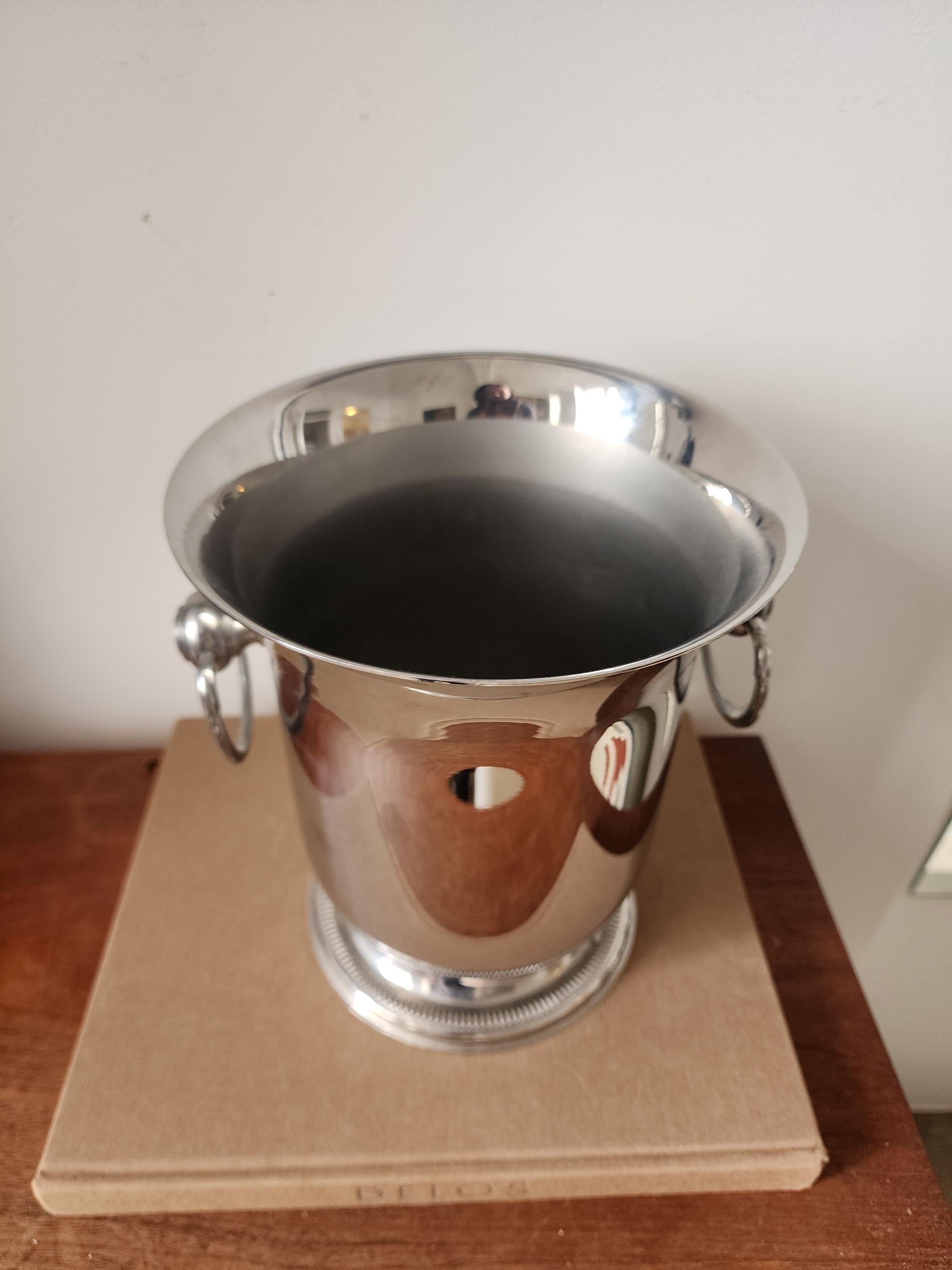 Jean Couzon Champagne Ice Bucket, French Stainless Steel Wine Cooler, Mid Century Barware, Modernist Champagne Chiller