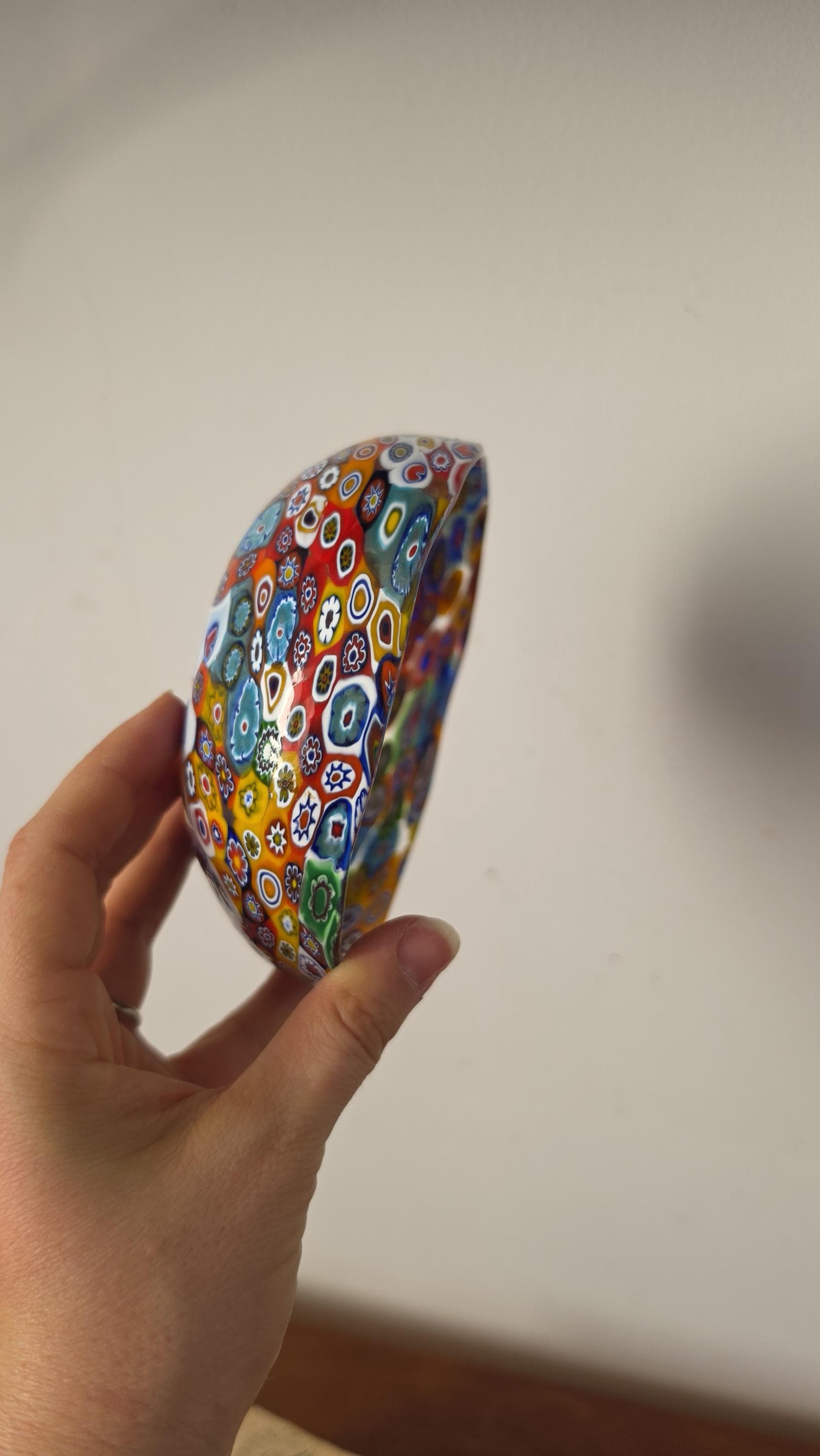 Vintage Murano Millefiori Art Glass Bowl Italian Hand Blown Multicolor Mosaic Candy Dish Trinket Bowl Murrine Decor