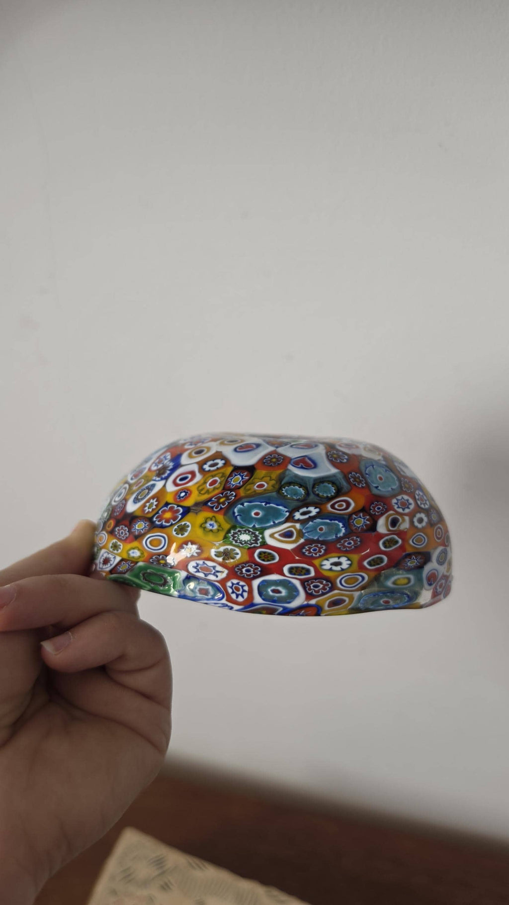 Vintage Murano Millefiori Art Glass Bowl Italian Hand Blown Multicolor Mosaic Candy Dish Trinket Bowl Murrine Decor
