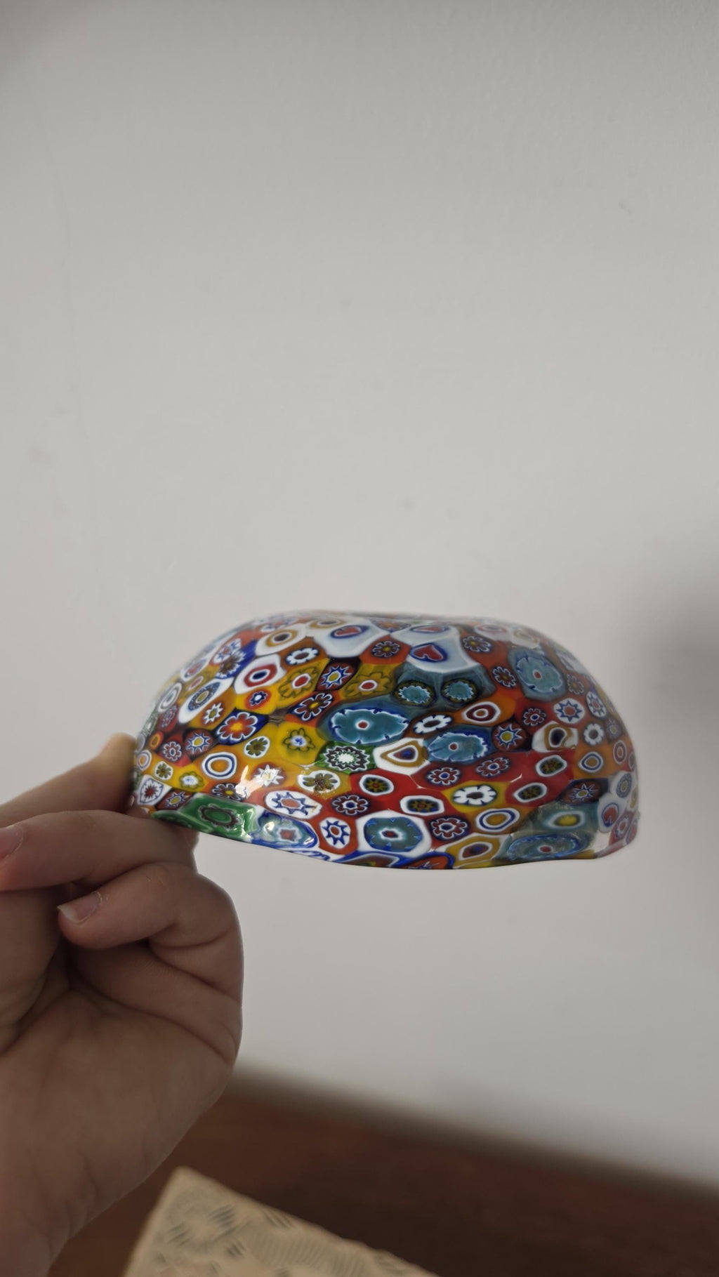 Vintage Murano Millefiori Art Glass Bowl Italian Hand Blown Multicolor Mosaic Candy Dish Trinket Bowl Murrine Decor