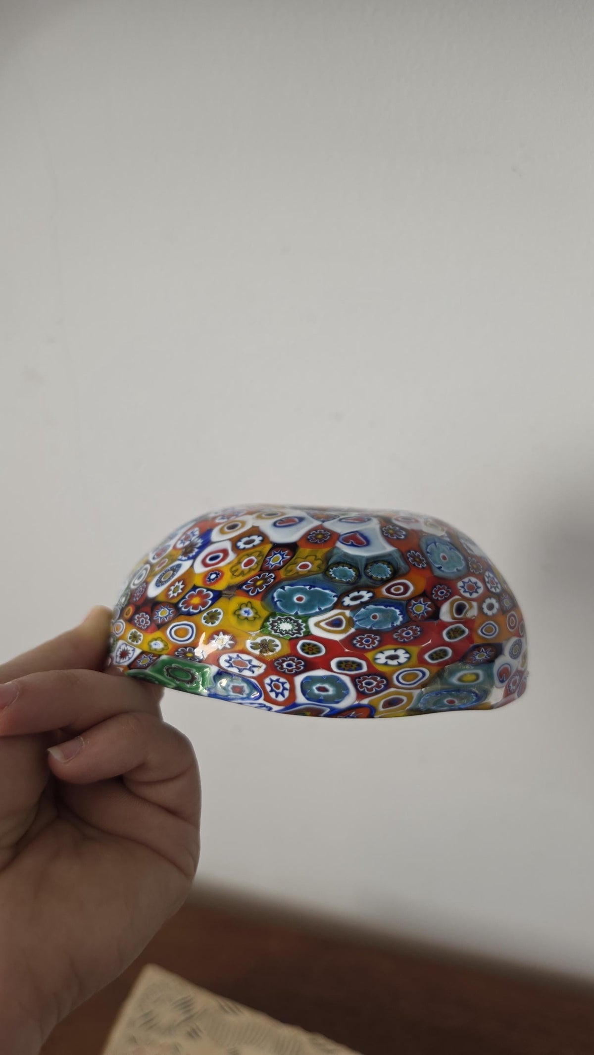 Vintage Murano Millefiori Art Glass Bowl Italian Hand Blown Multicolor Mosaic Candy Dish Trinket Bowl Murrine Decor