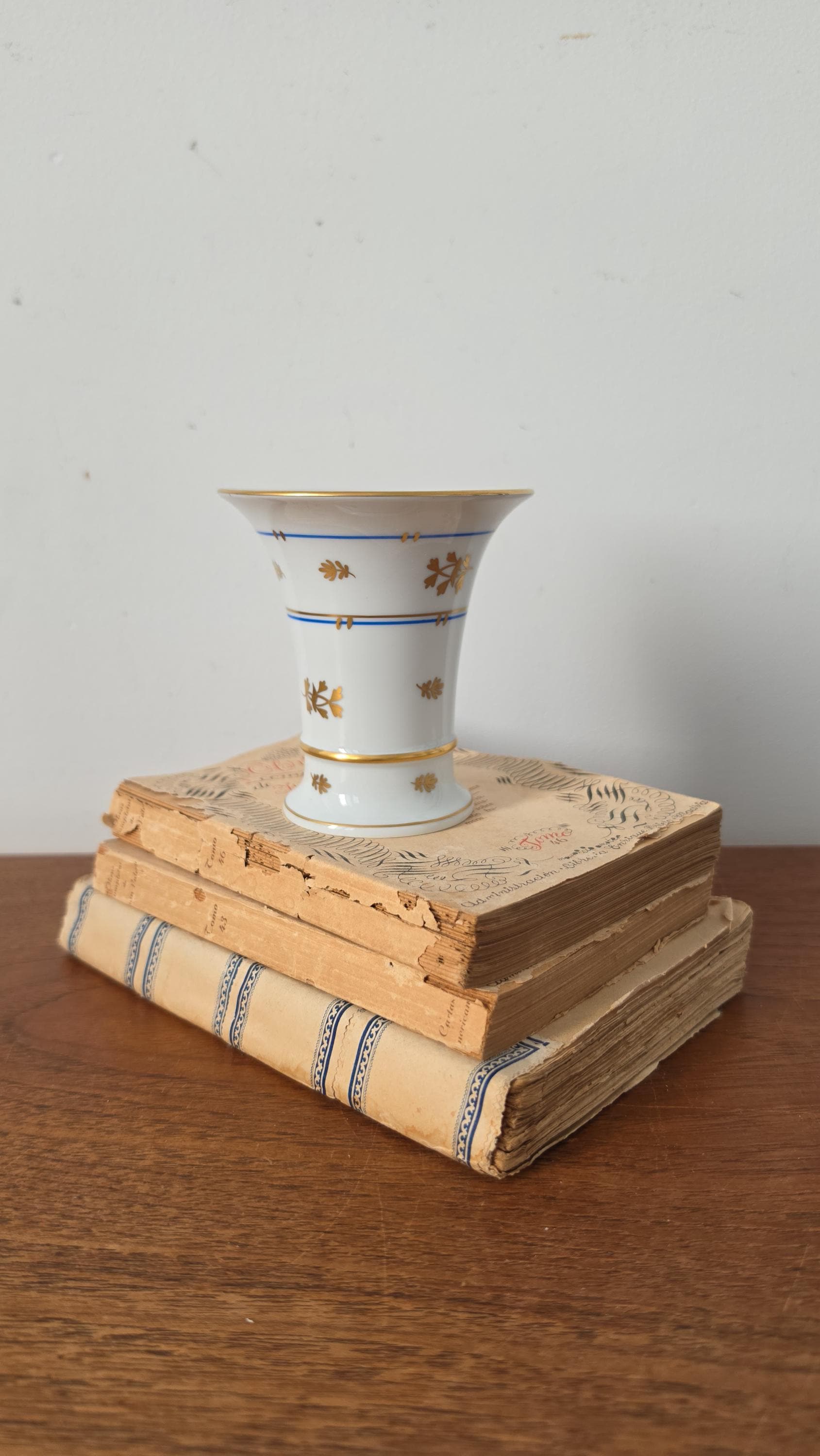 Herend Batthyany Blue Hand Painted Porcelain Vase Hungarian Fine China Gold Gilt Floral Bud Vase Collectible Luxury Home Decor