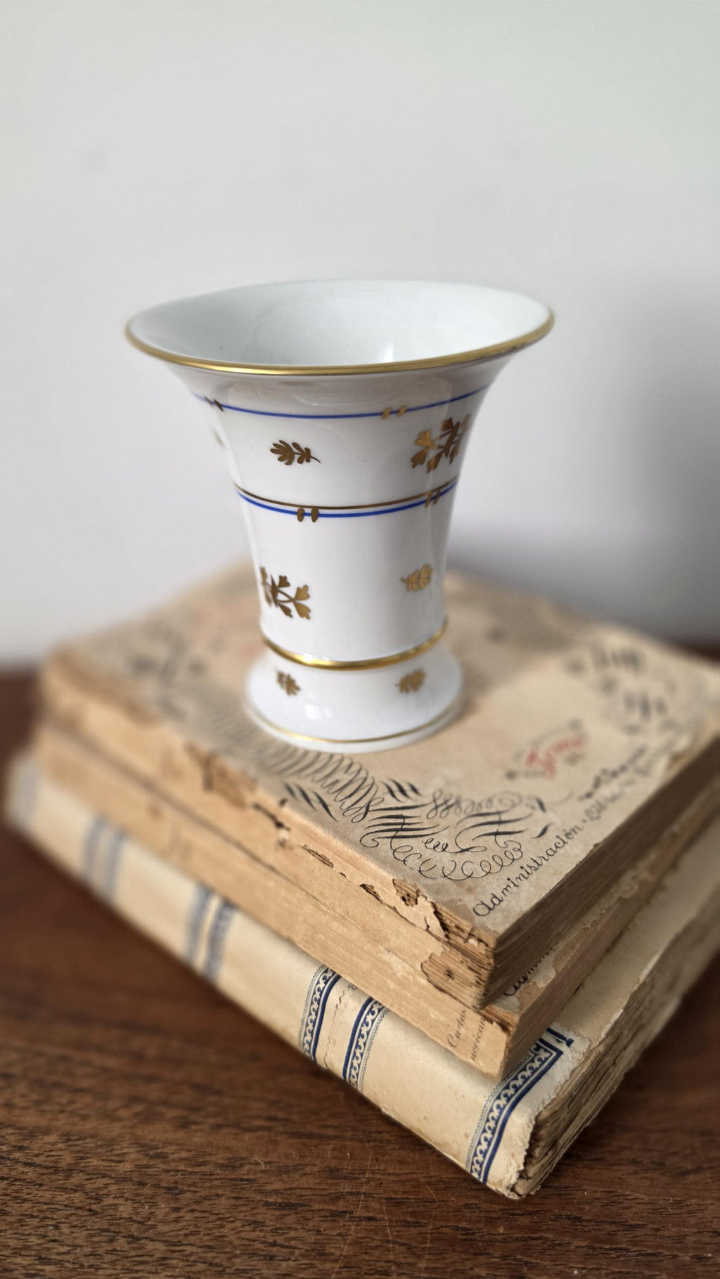 Herend Batthyany Blue Hand Painted Porcelain Vase Hungarian Fine China Gold Gilt Floral Bud Vase Collectible Luxury Home Decor