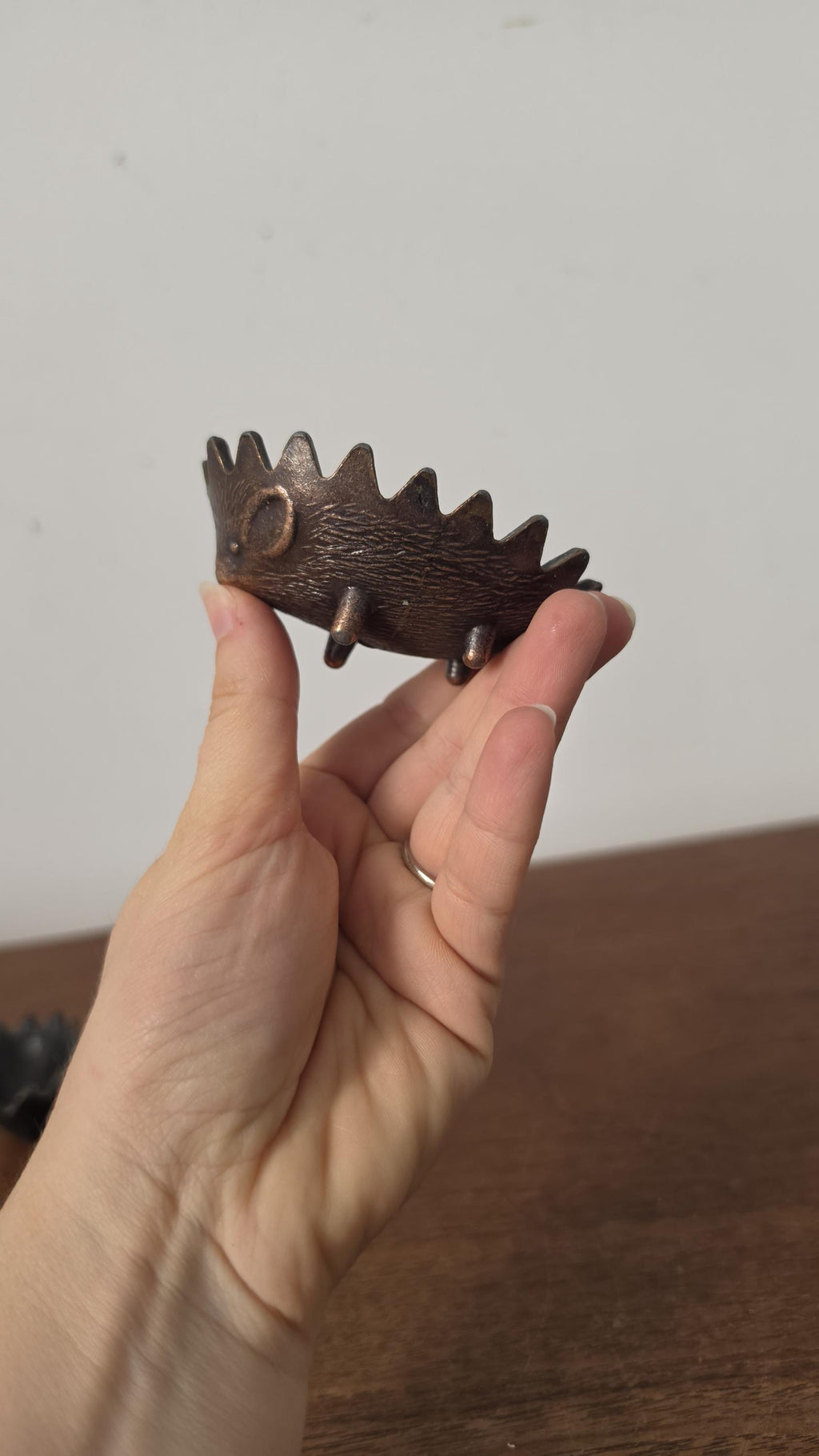 Vintage Walter Bosse Style Brass Hedgehog Ashtray Trinket Dish Mid Century Modern Hollywood Regency Greek Brass Decor