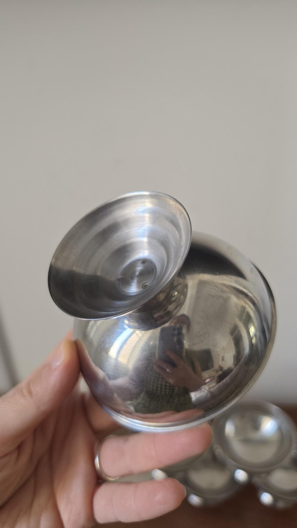 Vintage French Stainless Steel Dessert Coupes | Set of 6 Ice Cream Bowls | Mid Century Modern Tableware | 9x6 cm