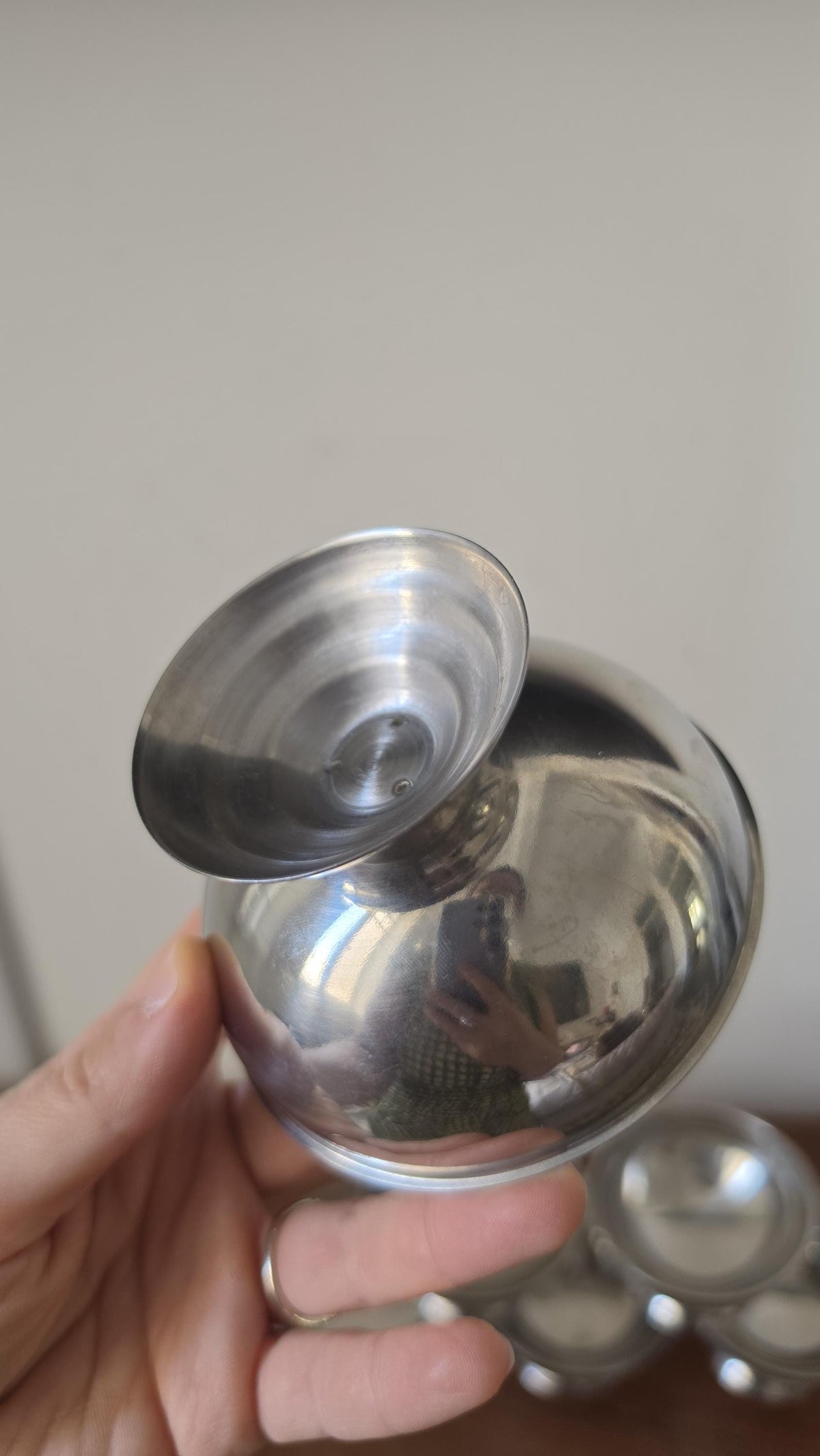 Vintage French Stainless Steel Dessert Coupes | Set of 6 Ice Cream Bowls | Mid Century Modern Tableware | 9x6 cm