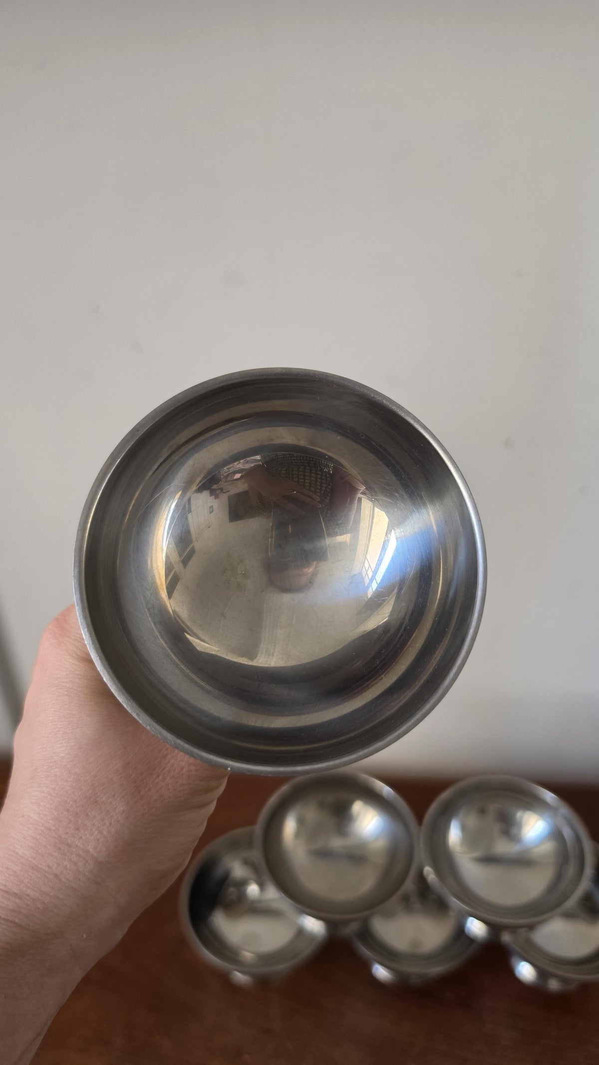 Vintage French Stainless Steel Dessert Coupes | Set of 6 Ice Cream Bowls | Mid Century Modern Tableware | 9x6 cm