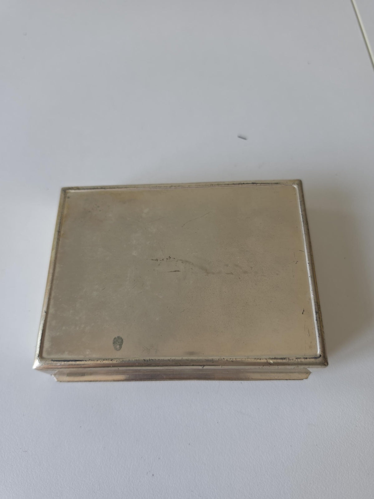 Vintage Wooden Inlay Cigarette Case, Mid Century Trinket Box, Silver Tone Vanity Box, Gentleman’s Desk Decor