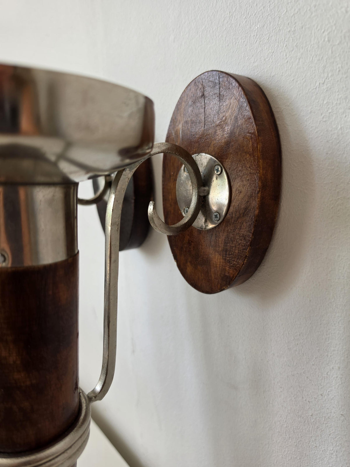 Pair of Vintage Wall Candle Sconces Wood & Metal Candle Holders Mid Century Scandinavian Modern Wall Decor Set of Two