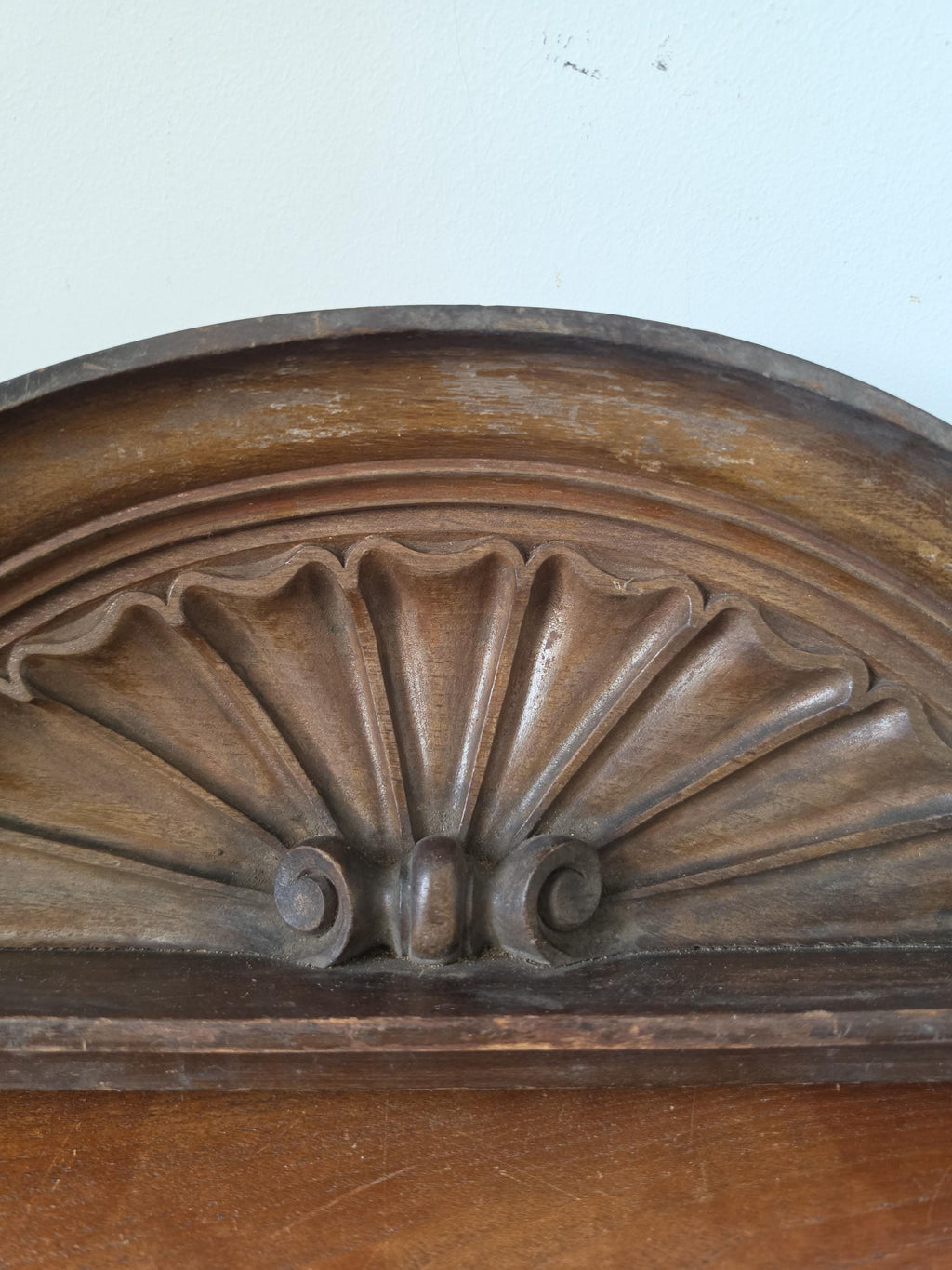 Antique Architectural Pediment Carved Wood Salvage Fan Motif Wall Decor Victorian Classical Pediment Overdoor Ornament