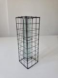 Vintage Industrial Wire Vase Black Metal Grid Vase Glass Test Tube Vase Minimalist Brutalist Floral Display Modern Decor