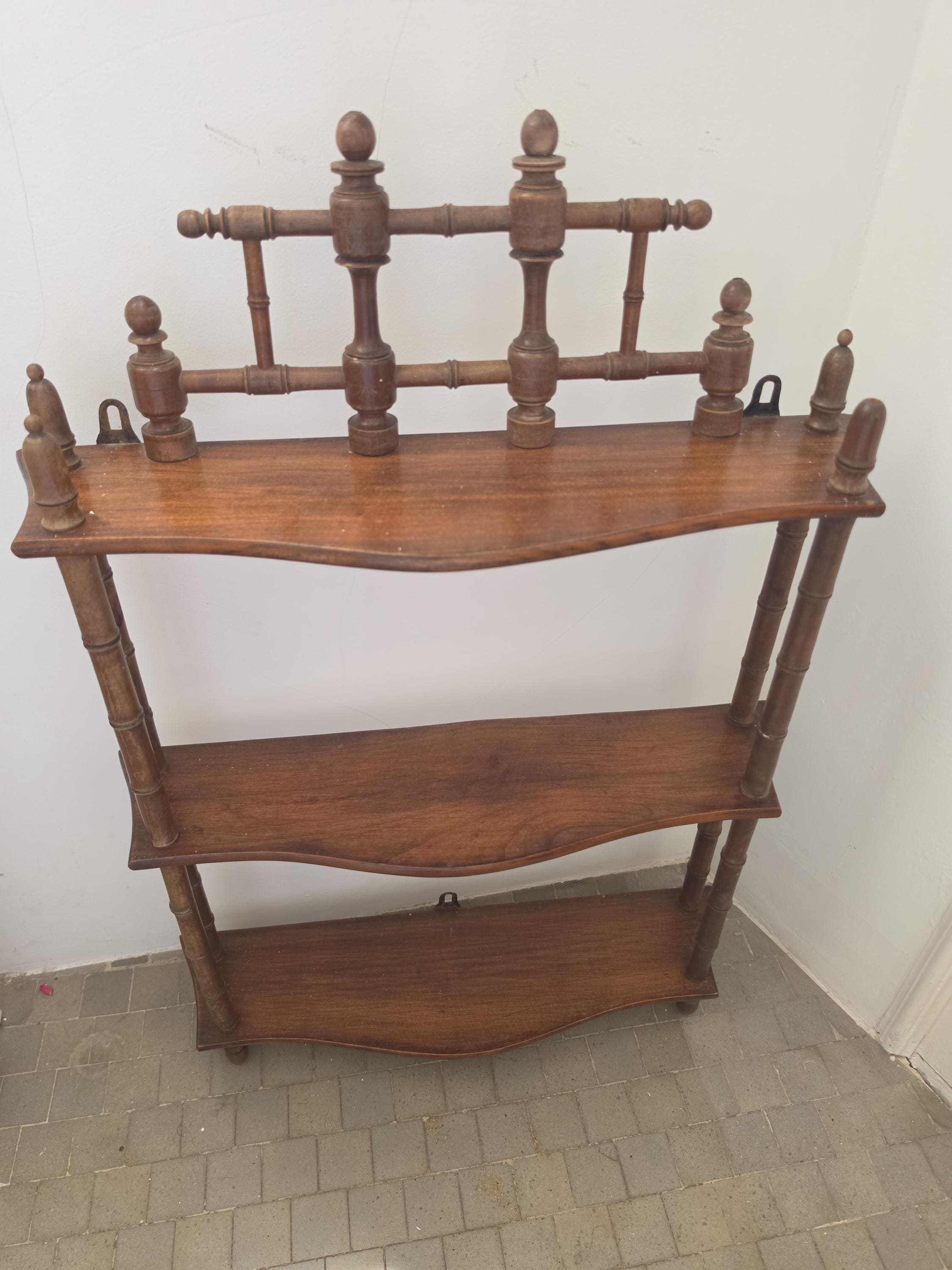 Vintage Bamboo Wall Shelf Faux Bamboo Étagère Hollywood Regency Wall Display Shelf Chinoiserie Cottage Bookcase Decor